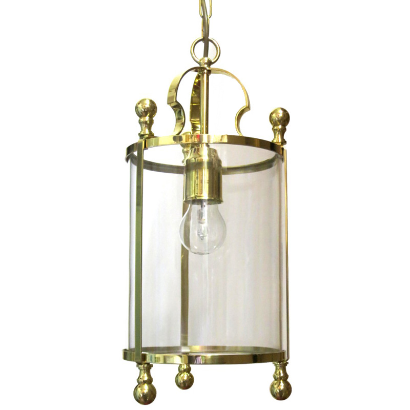 Schlanke Hängelaterne mit Zylinderglas aus Messing