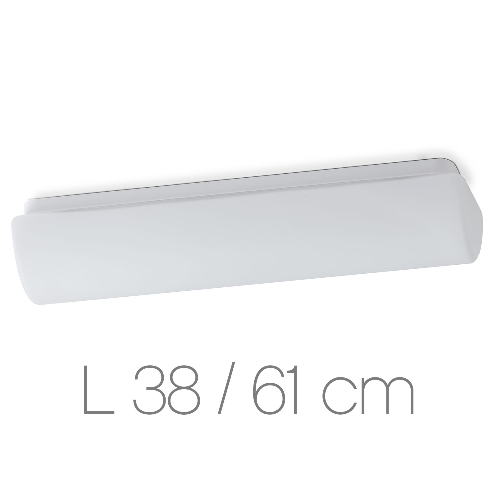 Längliche Opalglas-Deckenleuchte SYLVA mit Rundprofil, 38 / 61 cm