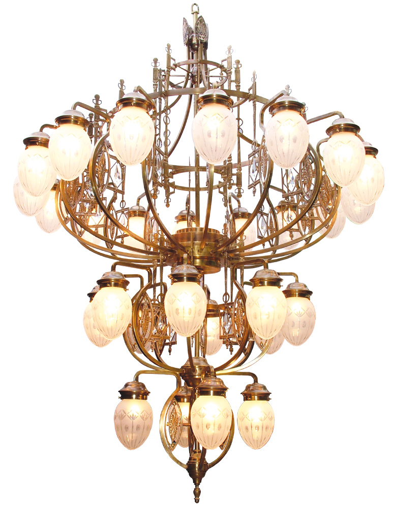 Jugendstil-Kronleuchter mit Tropfenglas PANNONIA 28
