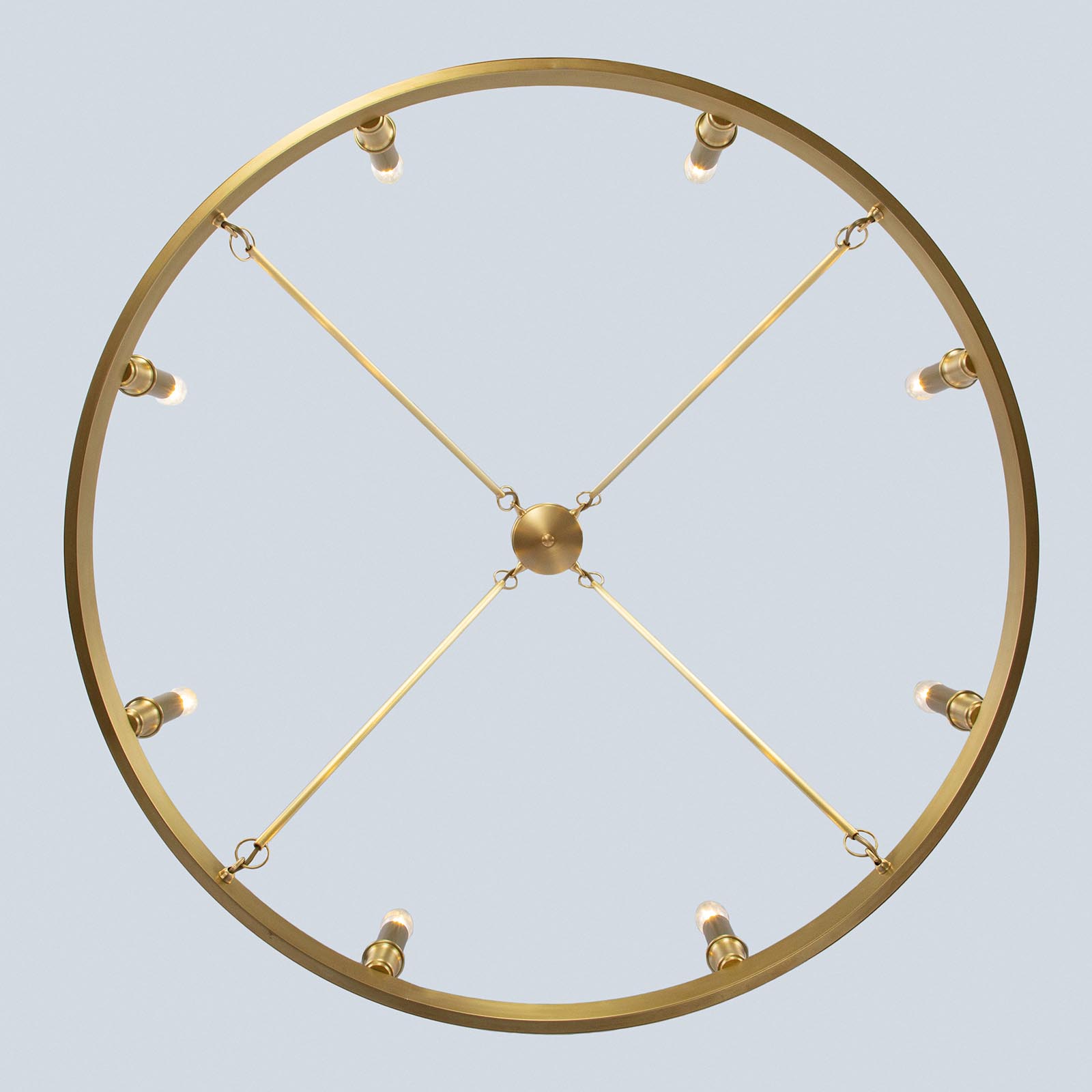 Exclusive Brass Ring Chandelier, Ø 70–90 cm: Großes Modell mit acht Kerzen