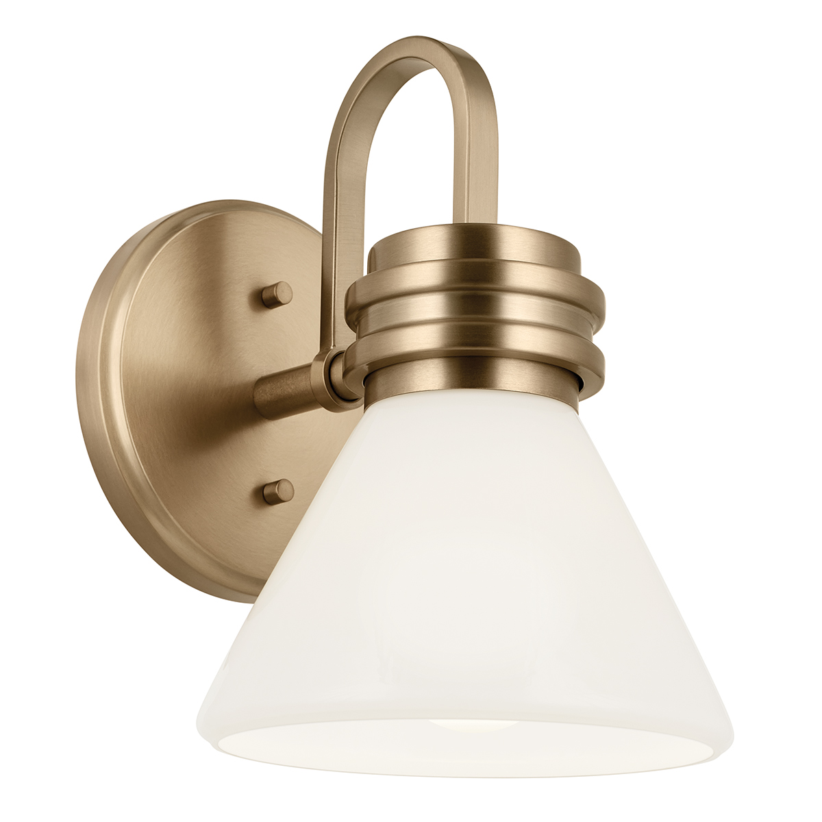 Bronzefarbene Wandleuchte mit Opalglas, auch für Badezimmer