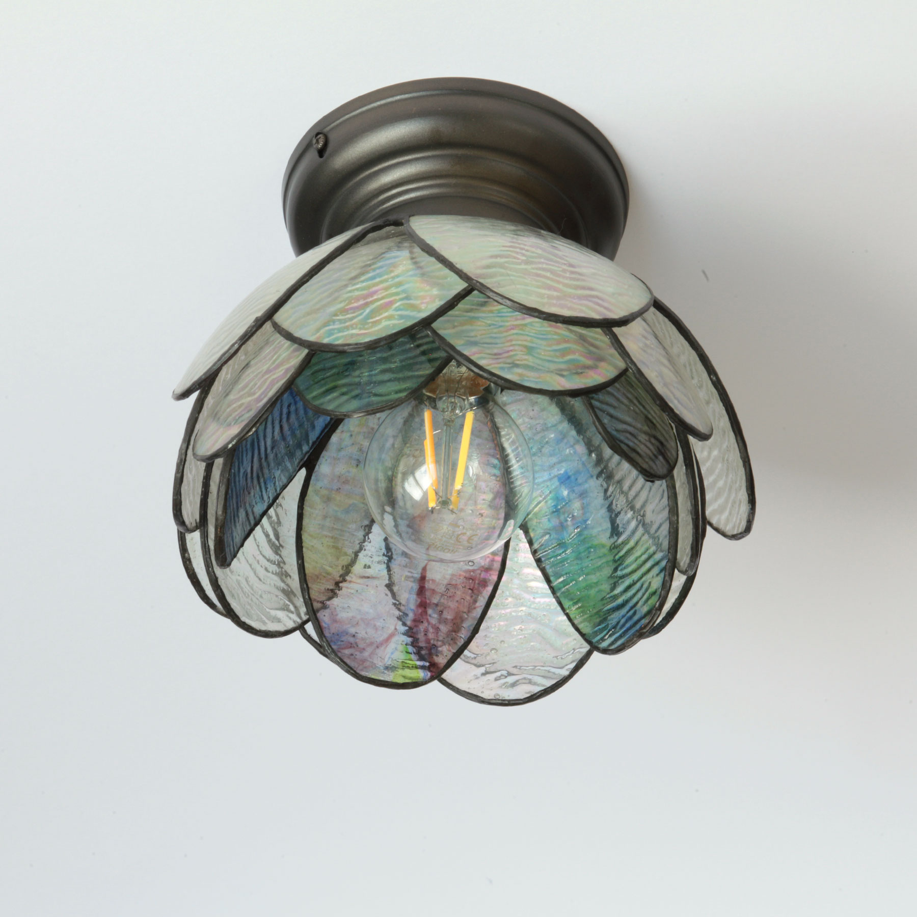 Blütenblätter-Deckenleuchte aus irisierendem Glas, Ø 21 cm, Bild 3
