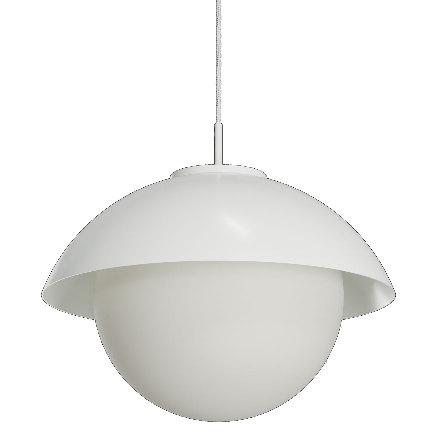 Große Kugel-Pendelleuchte mit Schirm LUZIDA, Ø bis 56 cm, div. Farben: Schirm in RAL 9003 Perlweiß