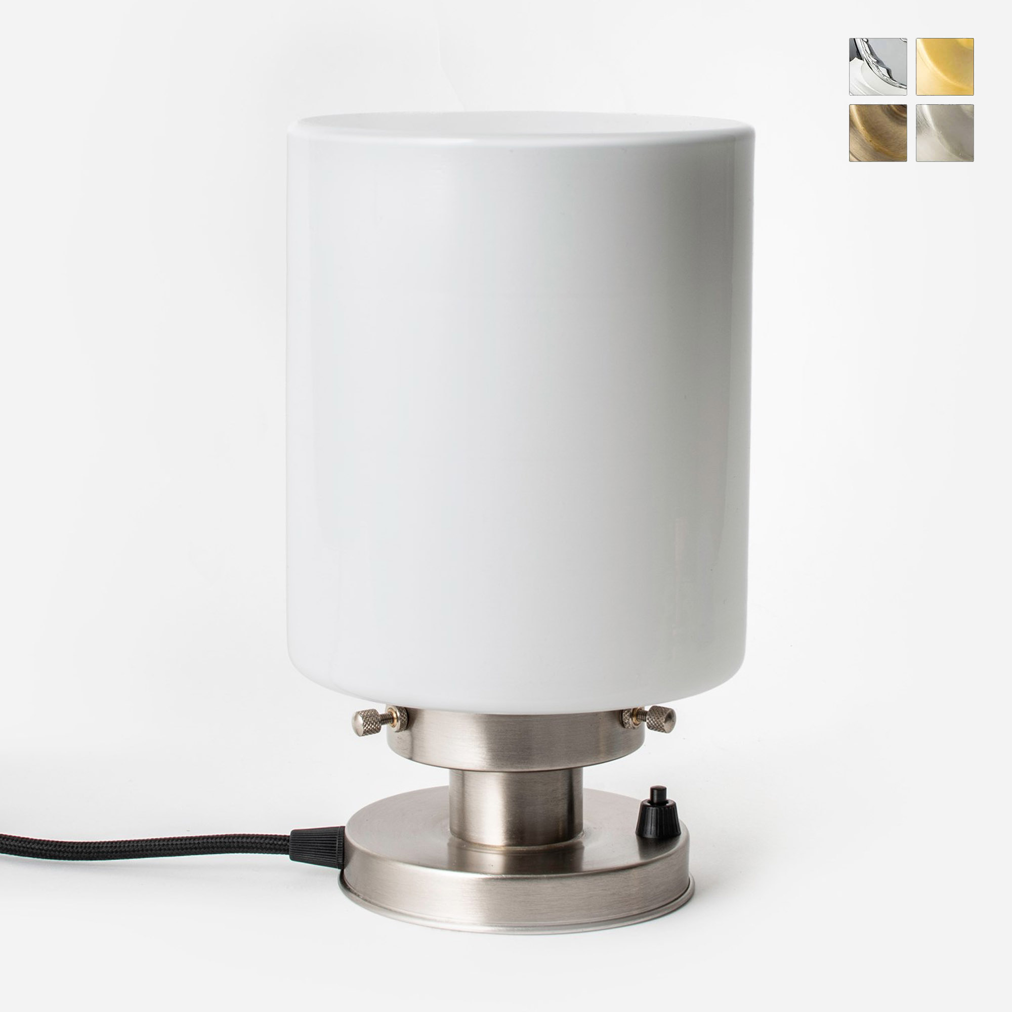 Small Art Deco Table Lamp with Opal Cylinder Glass