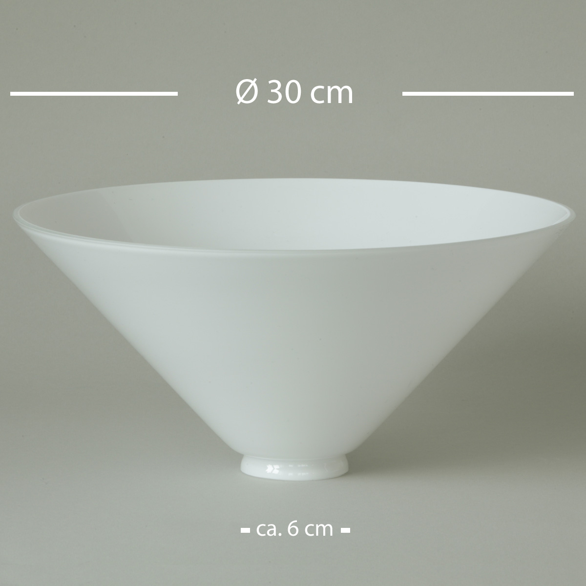 Ersatz-Glasschirm Kegel Ø 30 cm, Opalglas mit Ø 6 cm-Anschluss „Schusterglas“