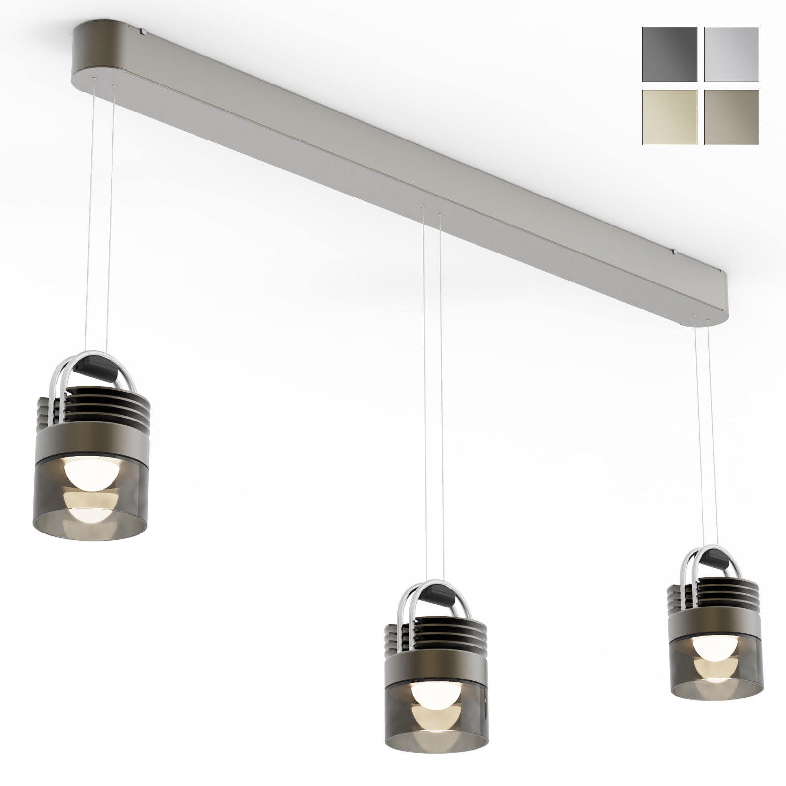 AIRMOD TRIO Moderne 3-fach-Pendelleuchte, viele Varianten mit Glas oder Lochblende