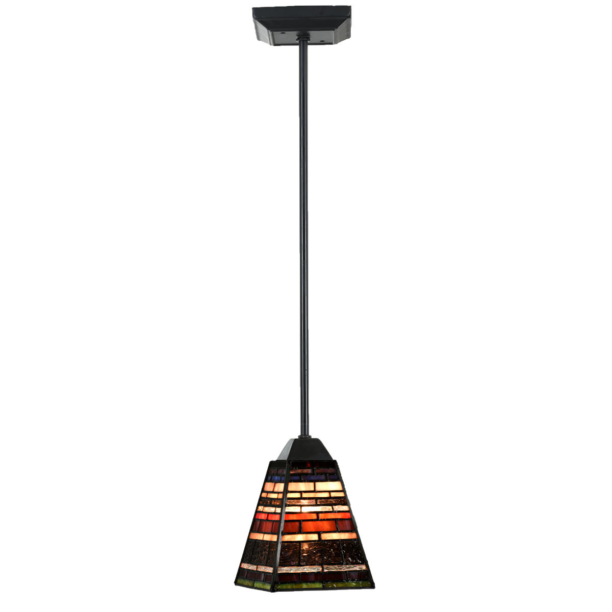 Small pendant light with multicolor Tiffany shade