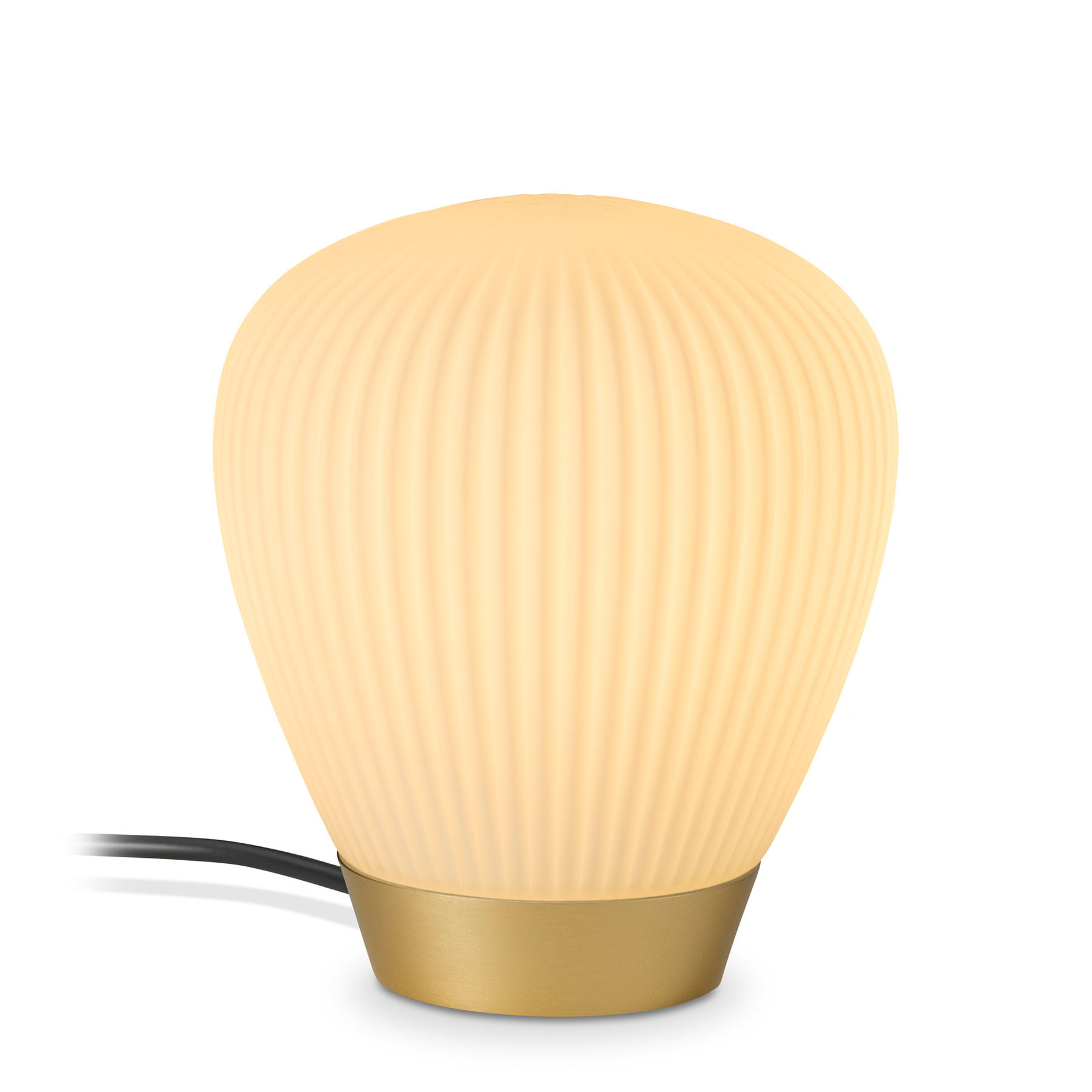 Small Table Lamp with Pleated Glass Shade Plissee T2