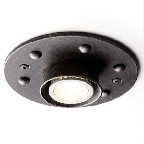 Rustikaler Einbau-Deckenstrahler aus Schmiedeeisen, Ø  15 cm