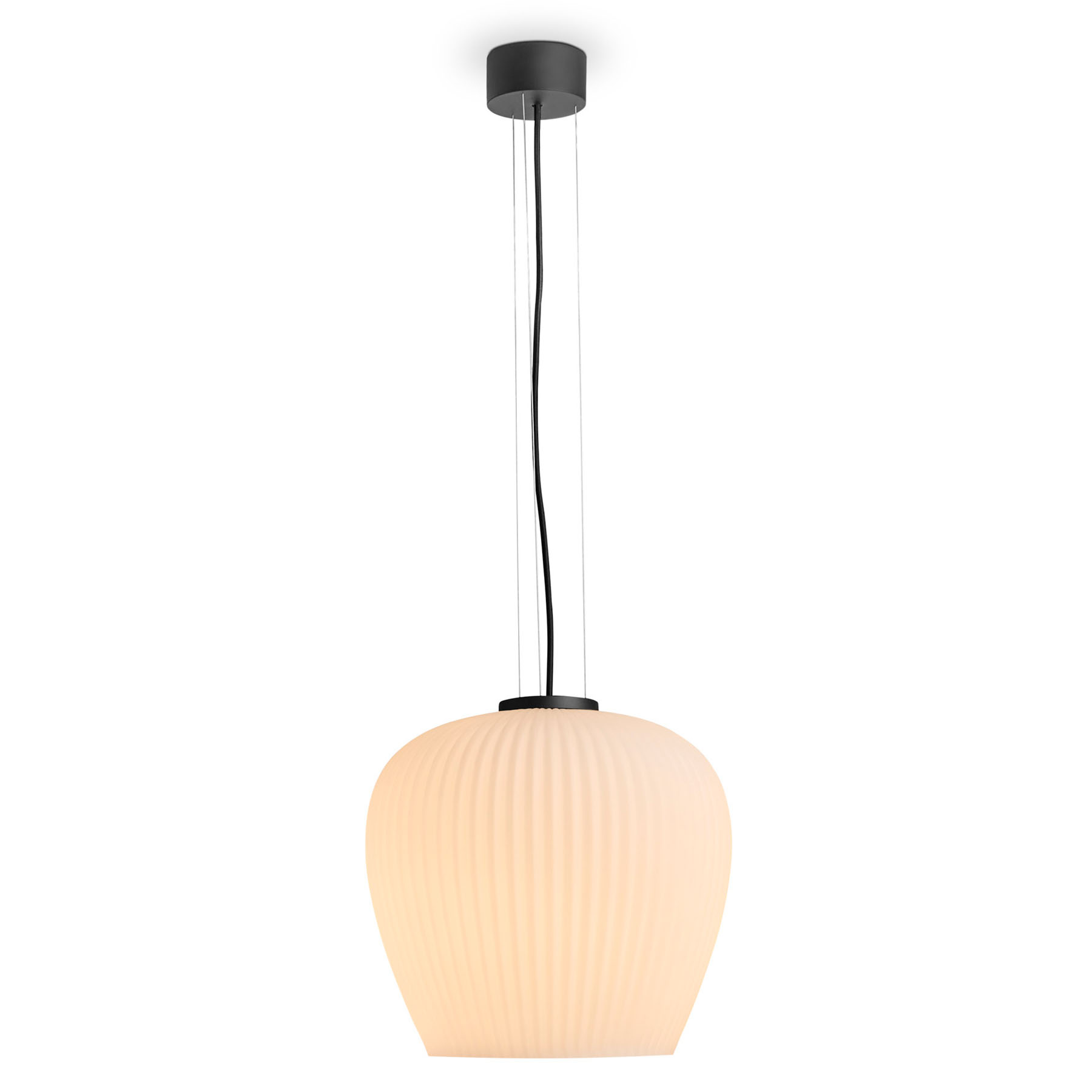 Exclusive Glass Pendant Light LIV with Pleated Opal Shade, Fig. 3