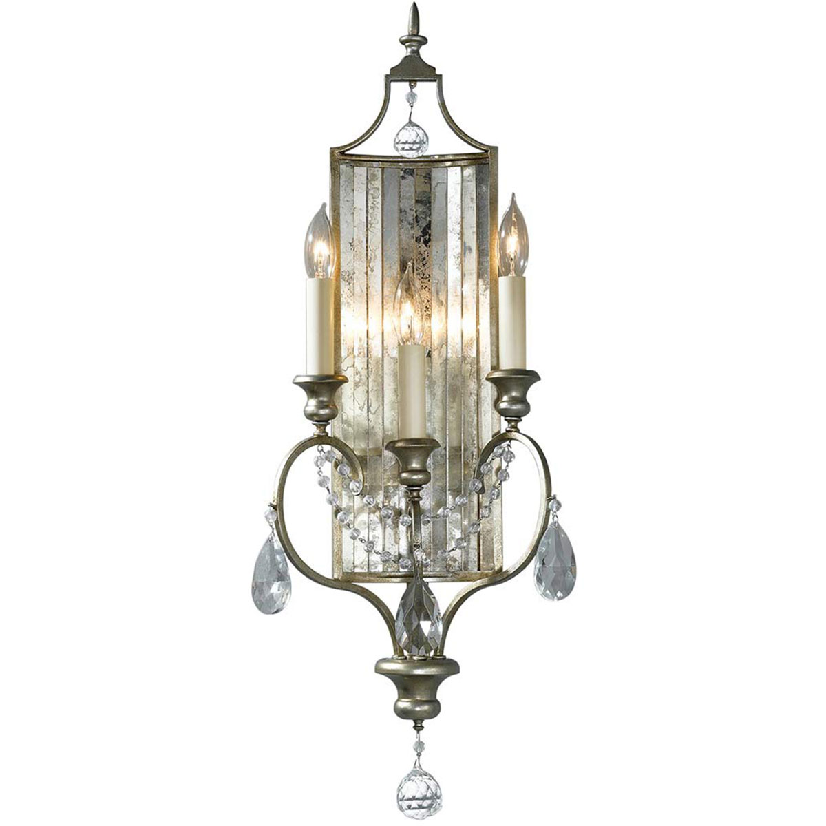 Playful 3-Candle Wall Sconce with Crystals