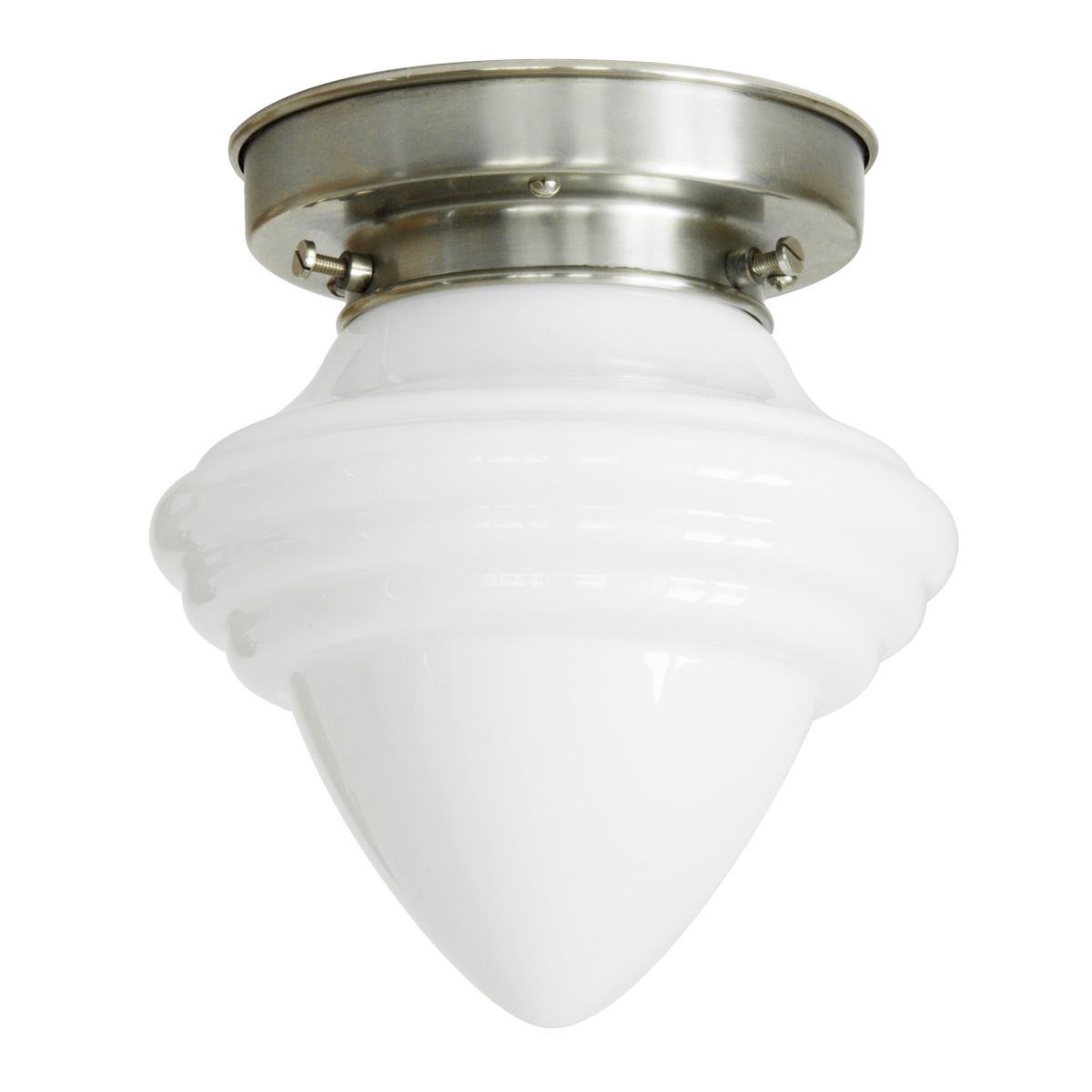 Small ceiling lamp with pointed Art Deco opal white glass Ø 16 cm
