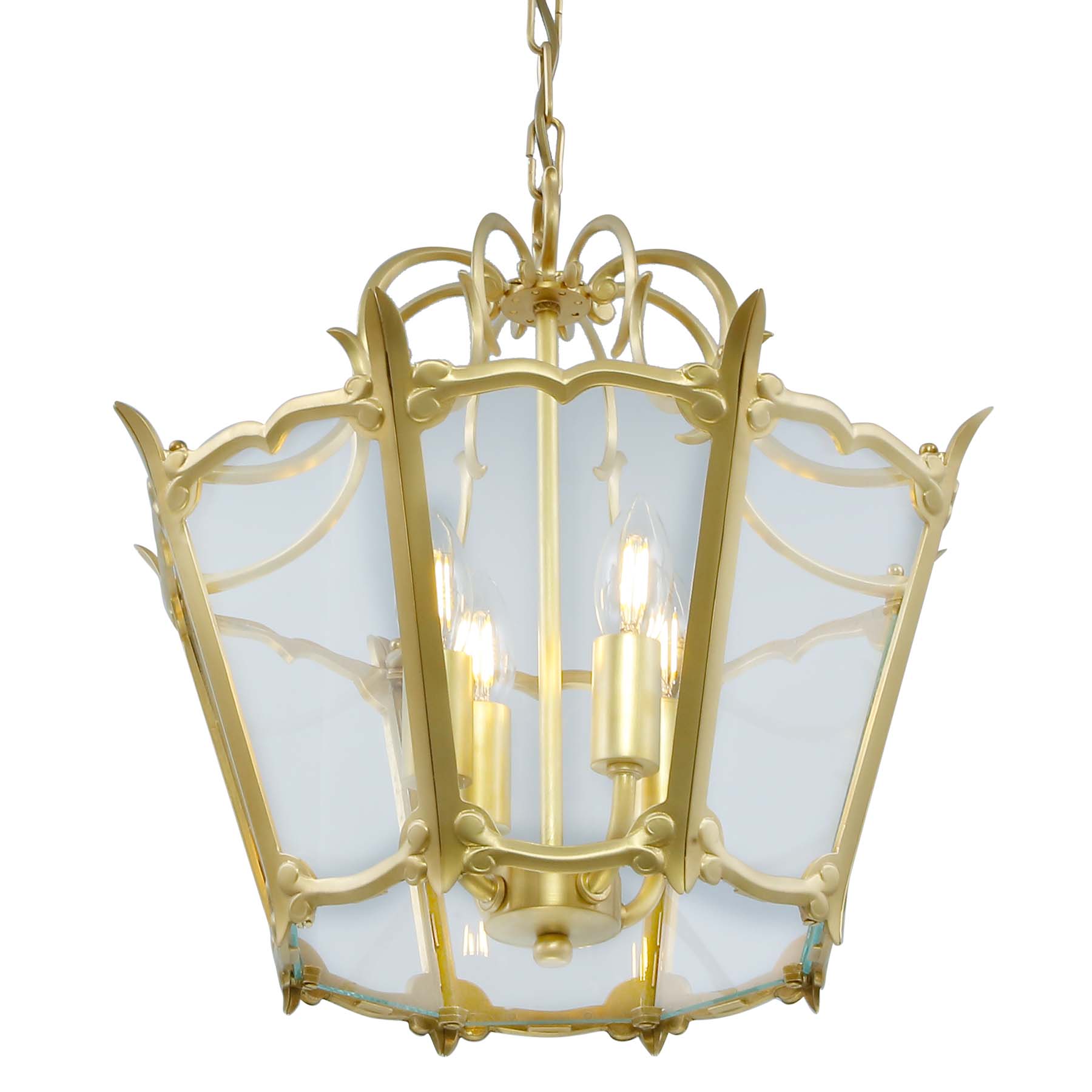 Historic Brass Lantern with Six Glazed Sides