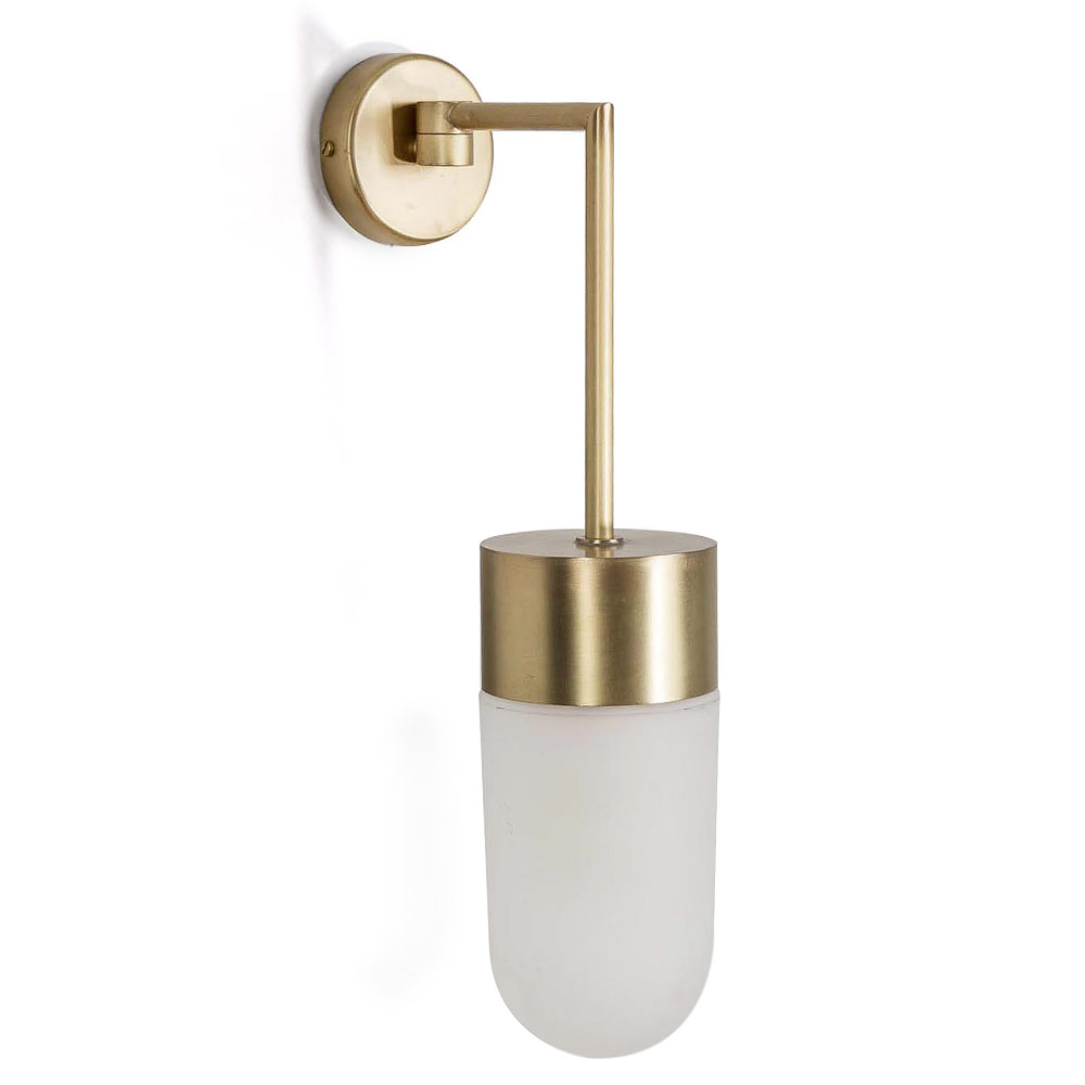Elegante Wandleuchte mit mattem Glaszylinder am Schwenk-Arm