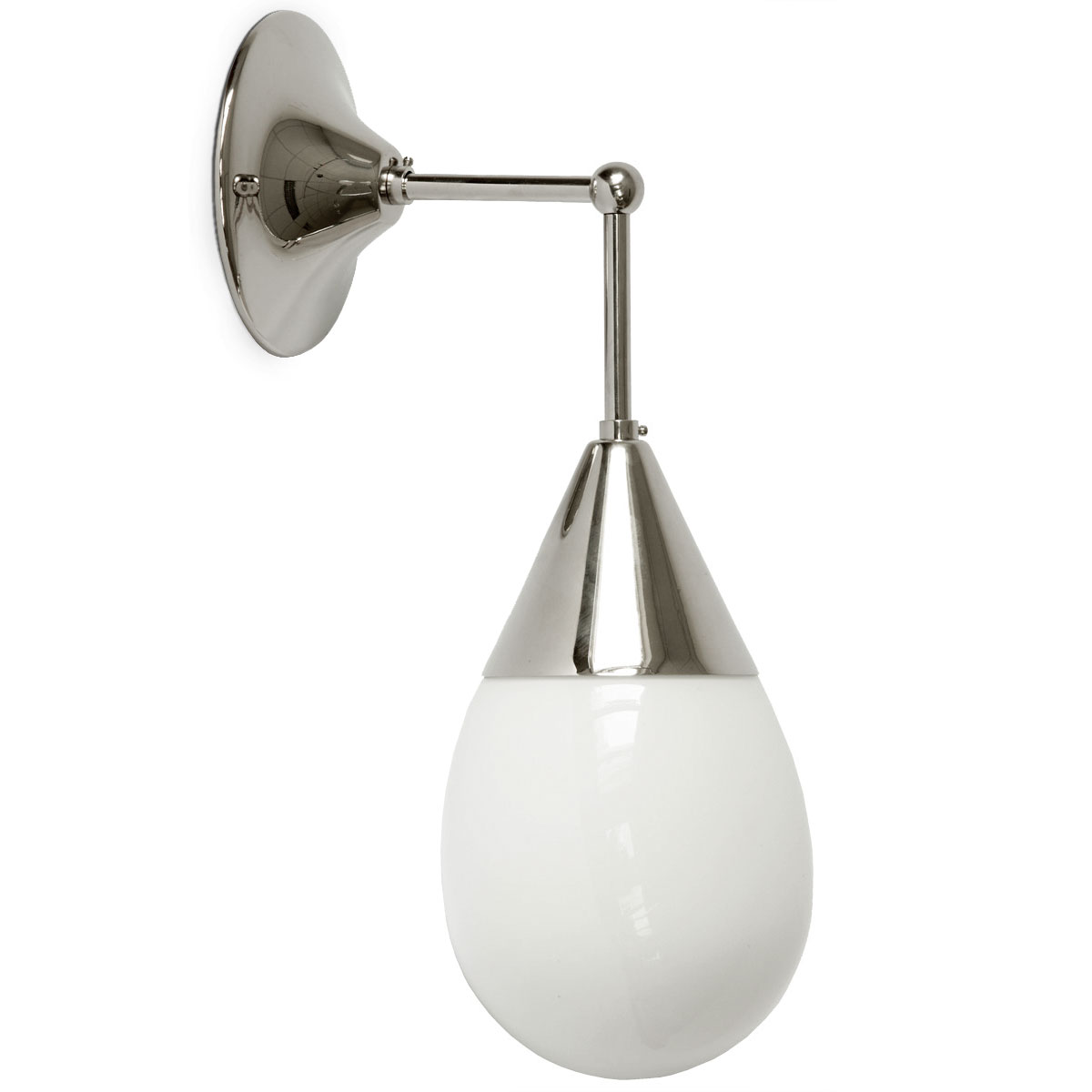 Wall light with hanging opal glass drop