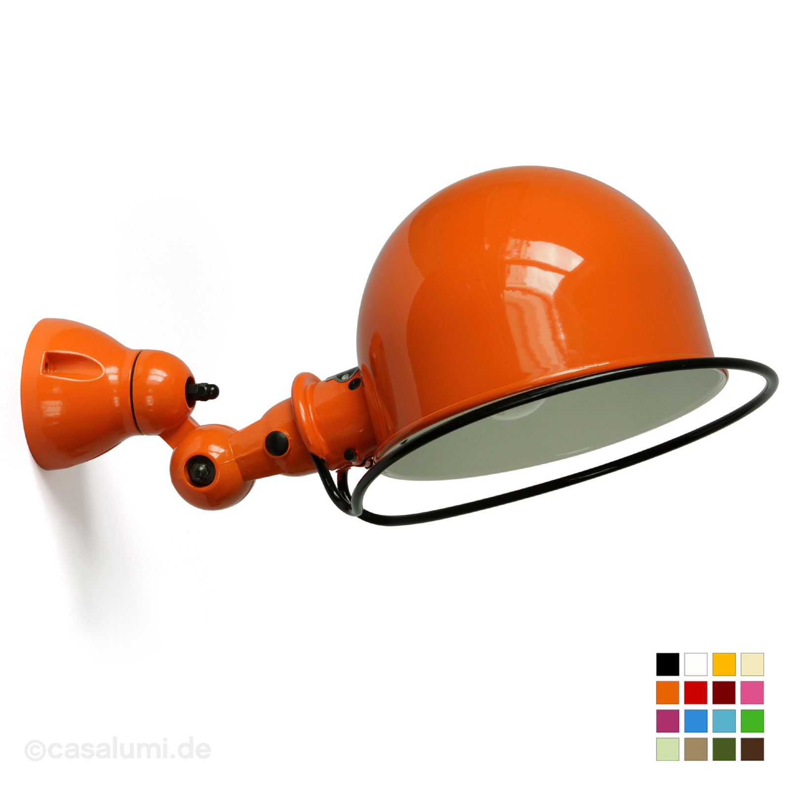 Jointed wall lamp Jieldé D1020 with large hemisphere shade Ø 20 cm
