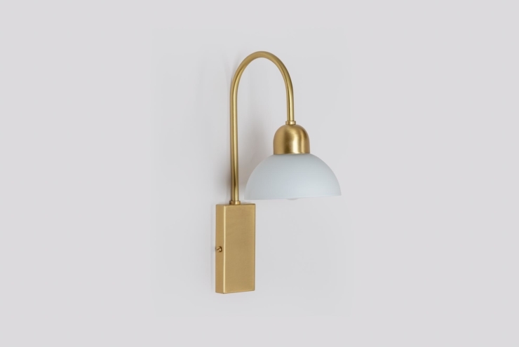 Delicate Curved Wall Lamp with White Glass Shade, Fig. 4