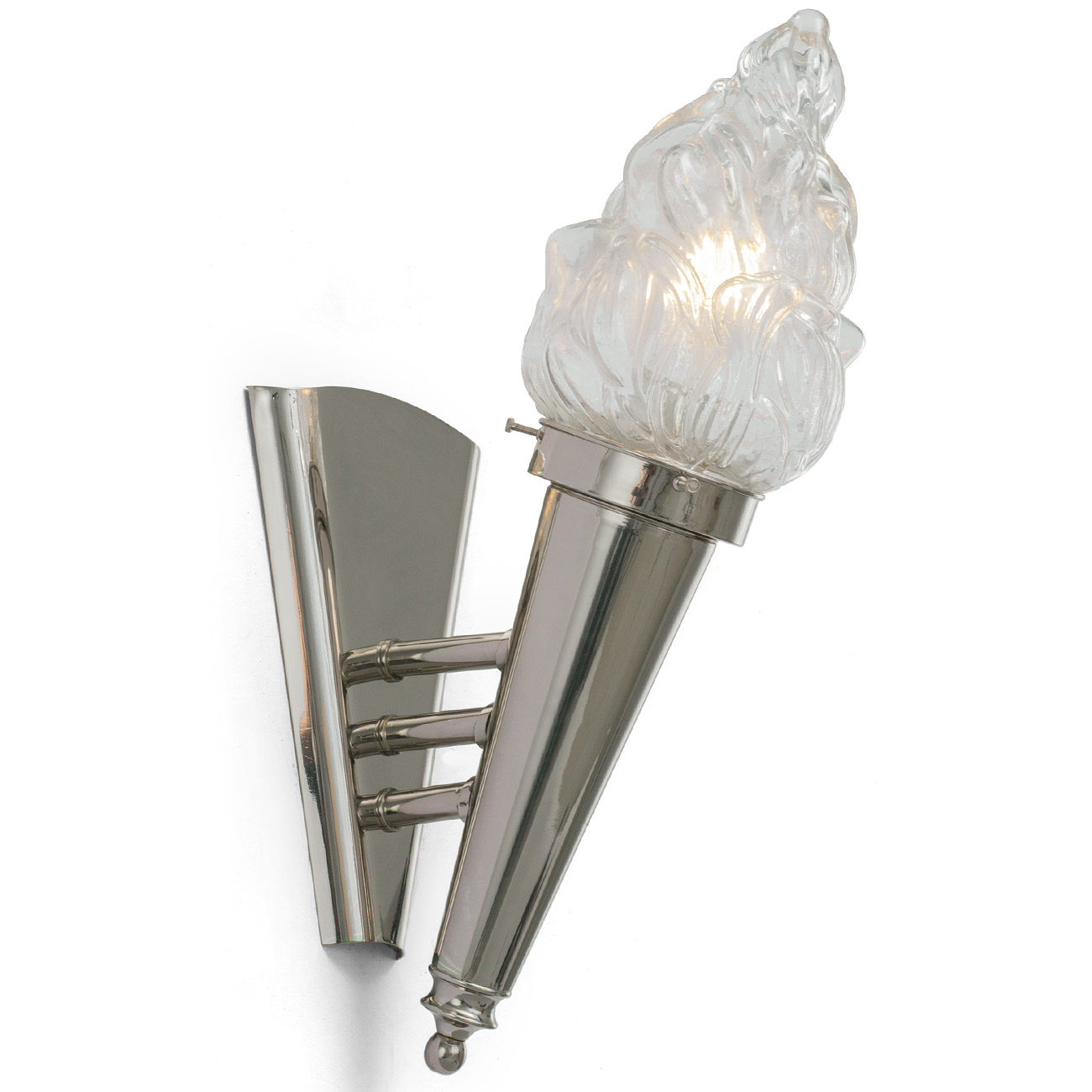 Art Déco Fackel-Wandleuchte aus Messing SOLA 6