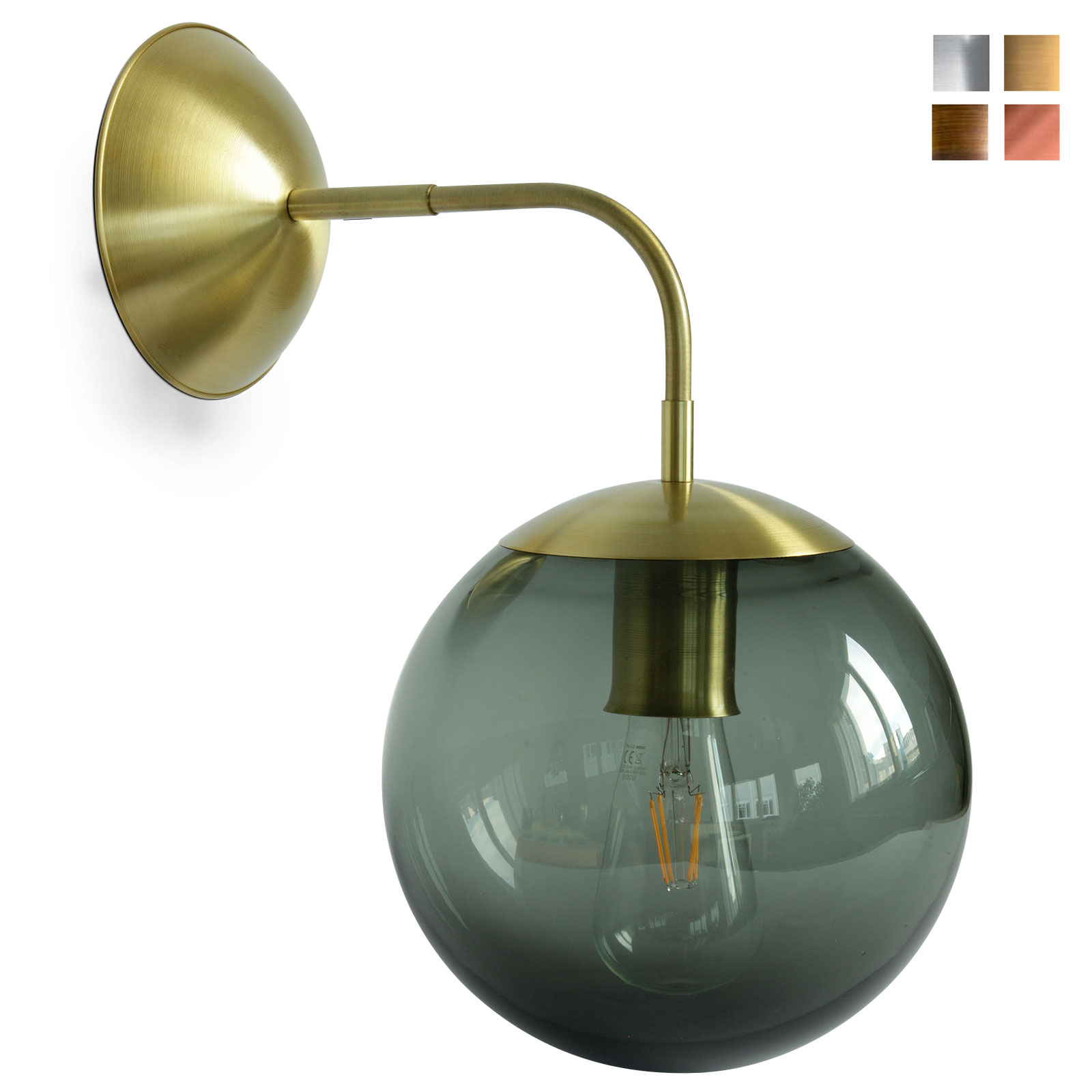 Glaskugel-Wandleuchte, klar, Rauch oder Farben Ø 22 cm