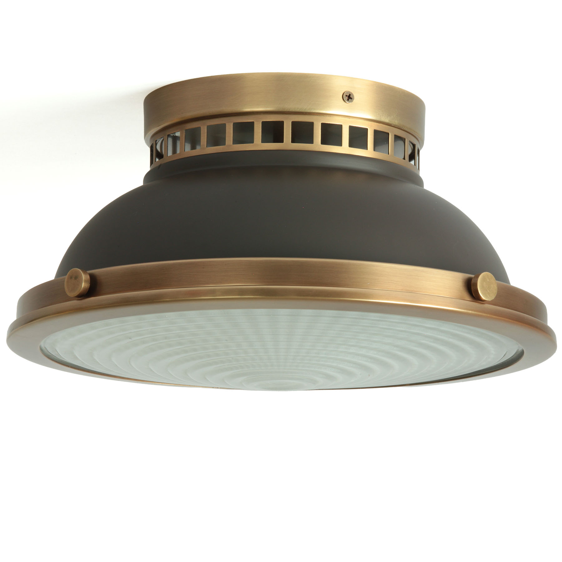 Runde Deckenleuchte mit Pressglas-Diffusor, Dunkelbronze, Ø 32 cm, Bild 2