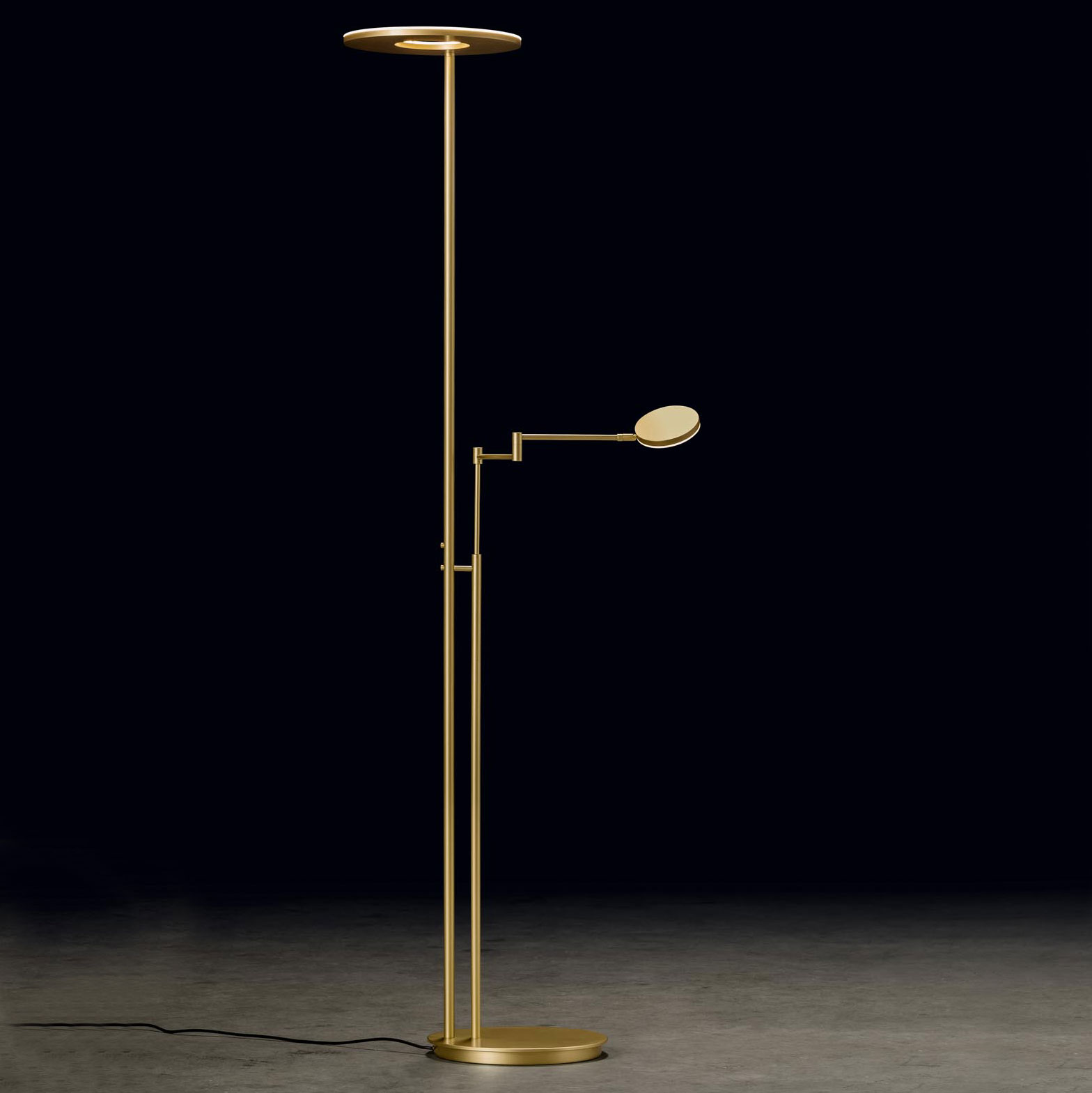 Heller LED-Deckenfluter NOVA PLANO mit Leselicht-Arm, dimmbar