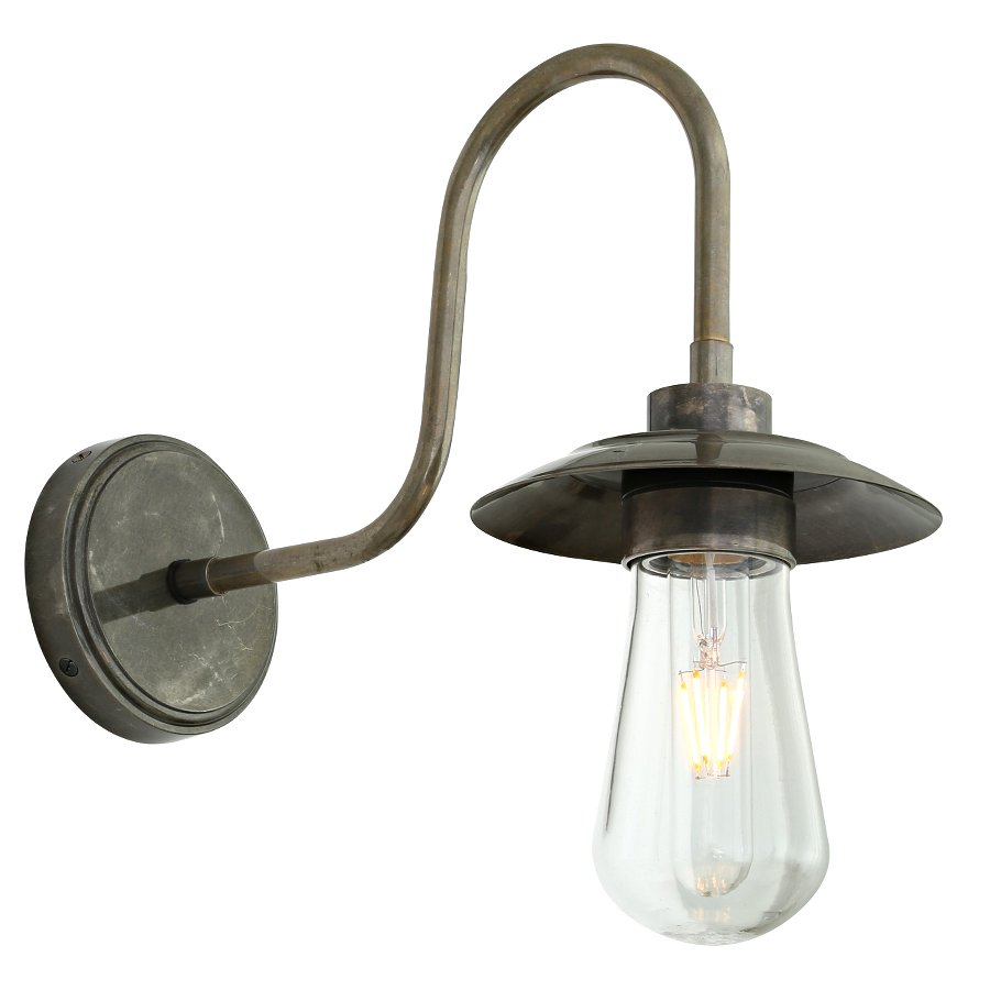 Swan neck wall lamp with small shade, IP65
