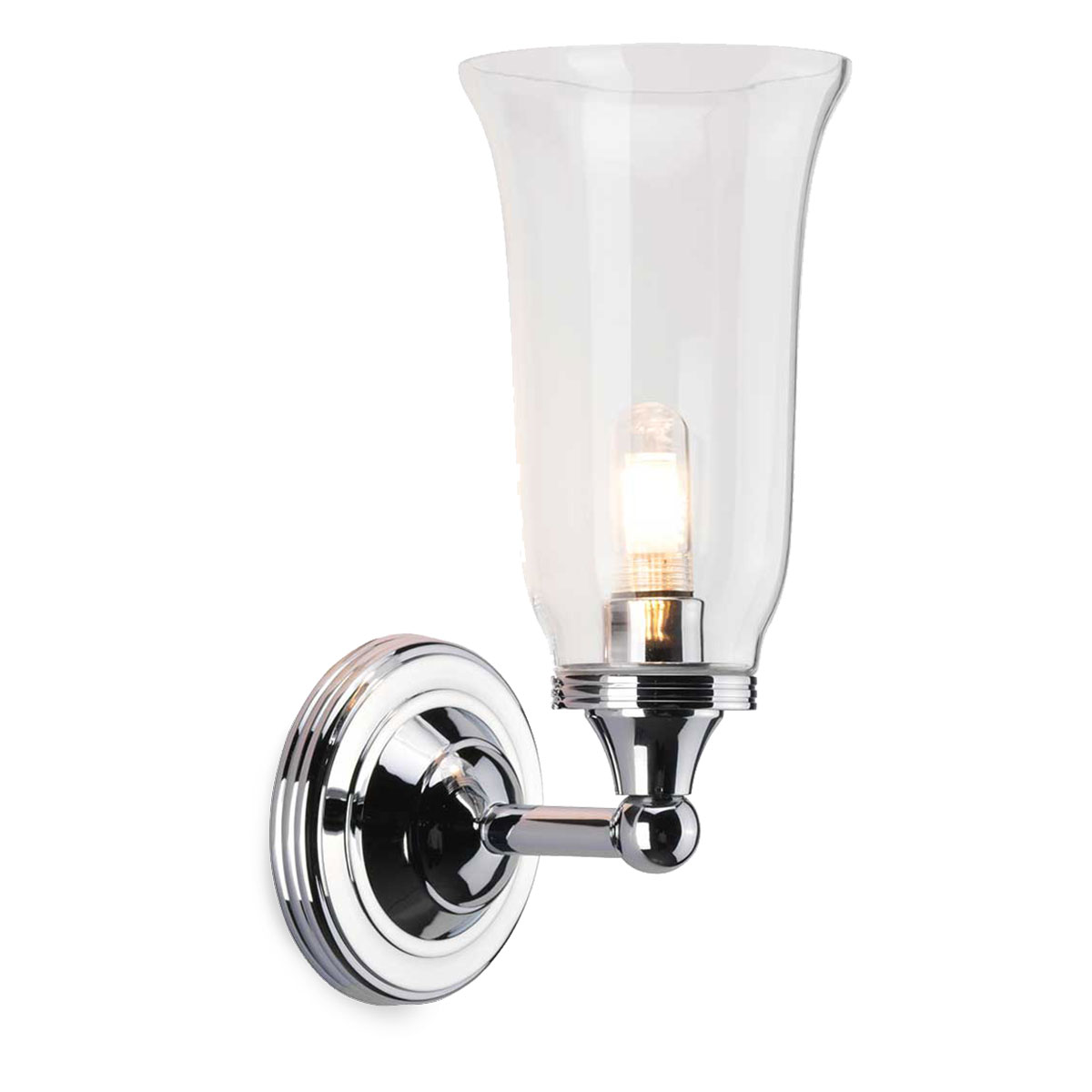 Traditional, Small Bathroom Wall Lamp with Bell-Shaped Glass Shade