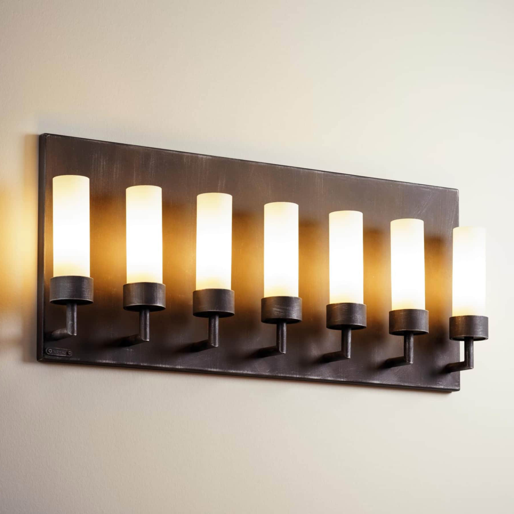 Massive wall lamp with seven cylinder glass shades WL3717