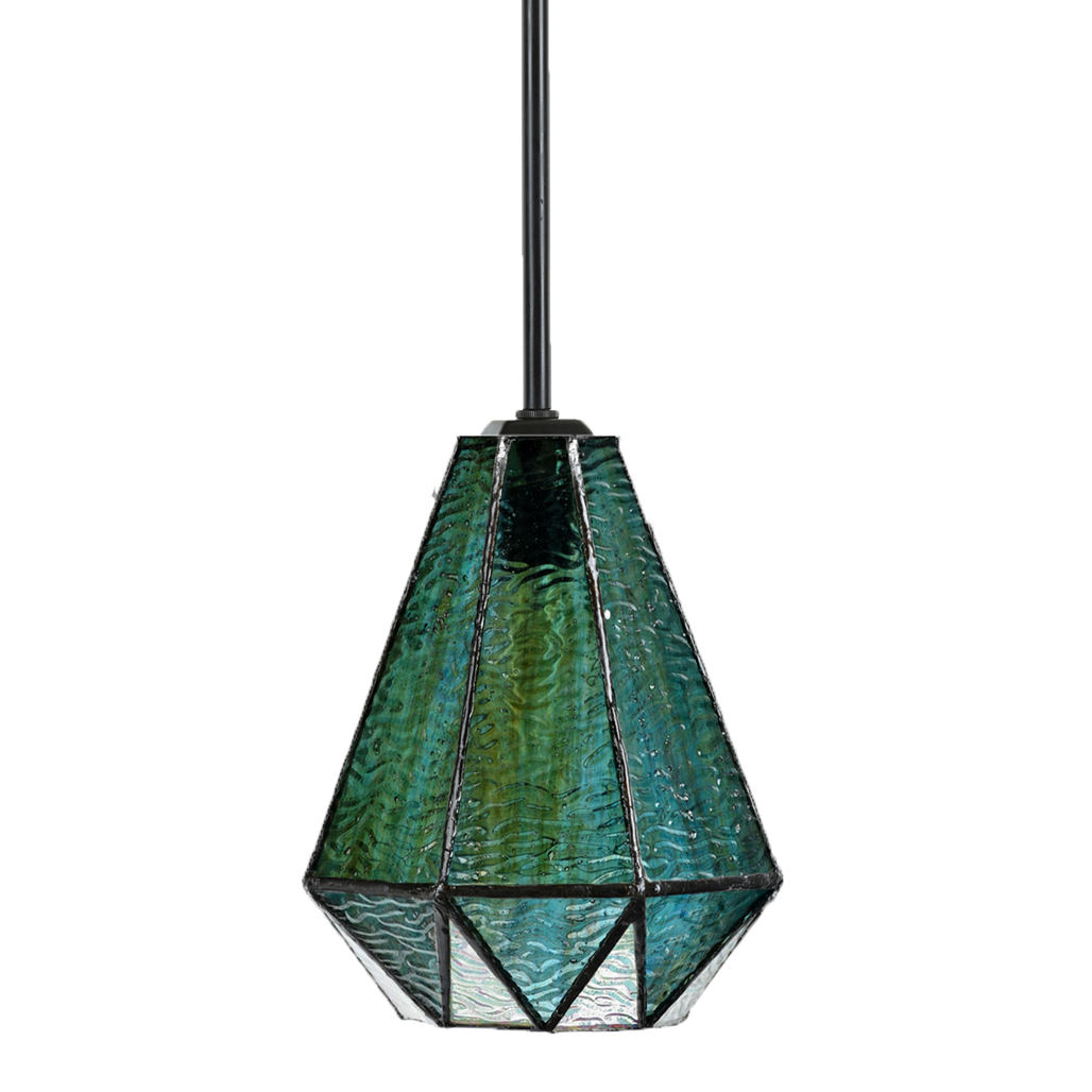 Tiffany suspension light with green-blue shade