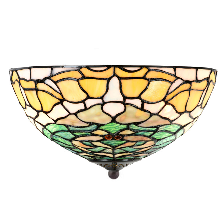 Floral gemusterte Tiffanyglas-Deckenleuchte Ø 30 cm
