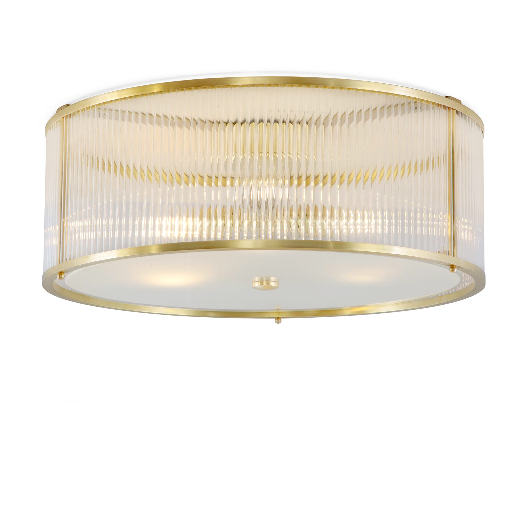 Round Ceiling Light Fitting, Brass and Crystal Rods, Ø 50 cm