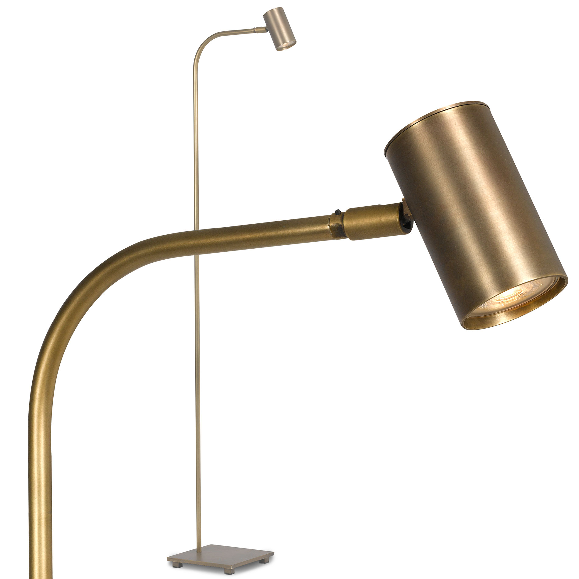 Lese-Stehleuchte mit Strahler TOBINO aus patiniertem Messing, 137 cm