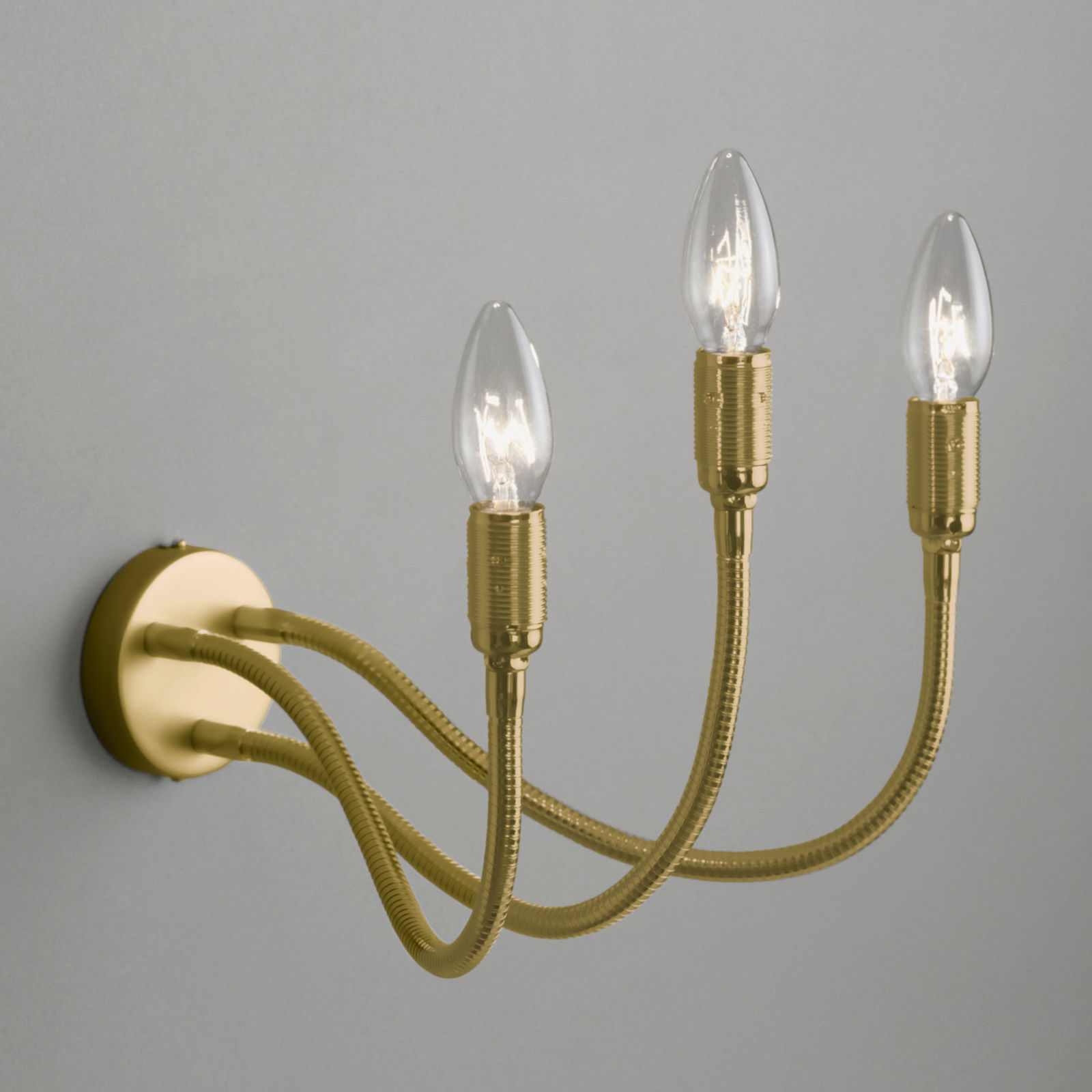 Flexible, 3-Armed Wall Light DREIARM LANG Brass
