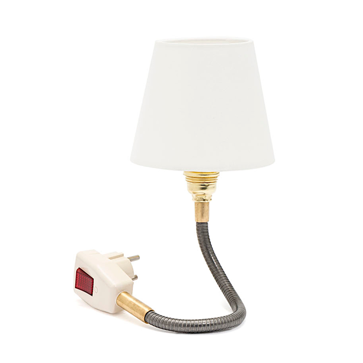 Flexible Plug-In Light GLÜHWÜRMCHEN, White Fabric Shade