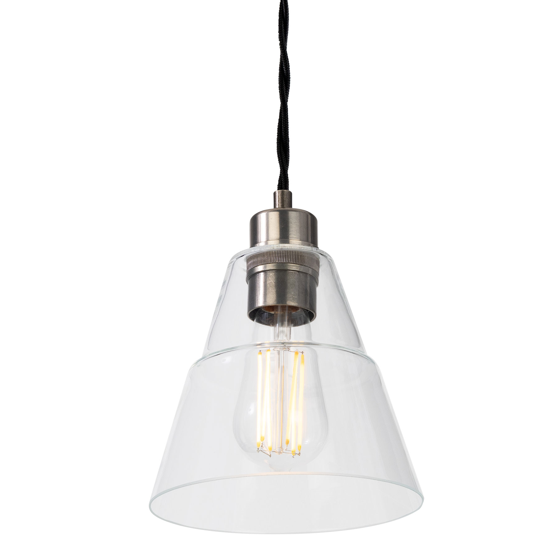 Small pendant lamp with stepped, clear glass shade LIX