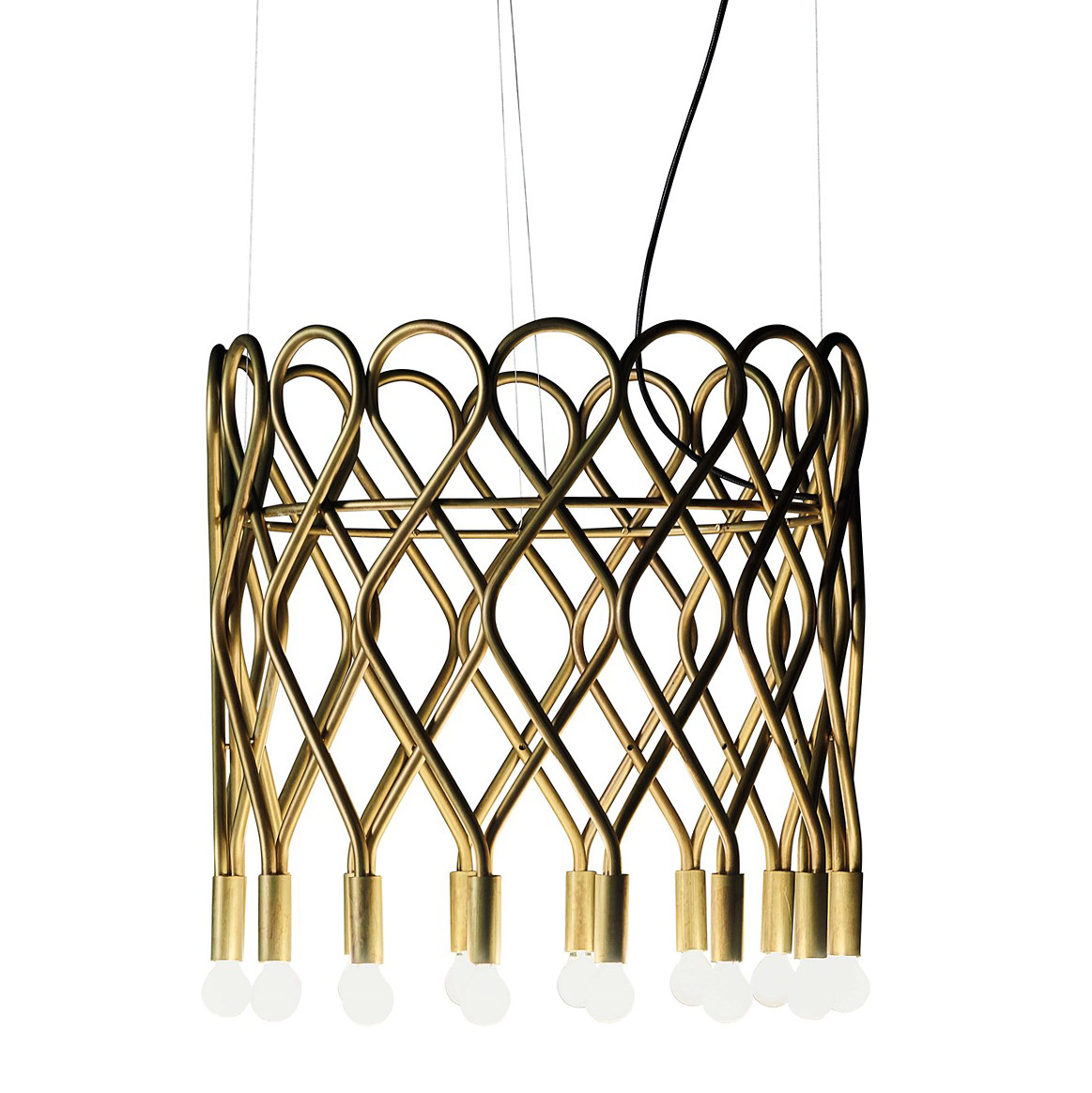 Swedish design ceiling light made of brass with 16 burners