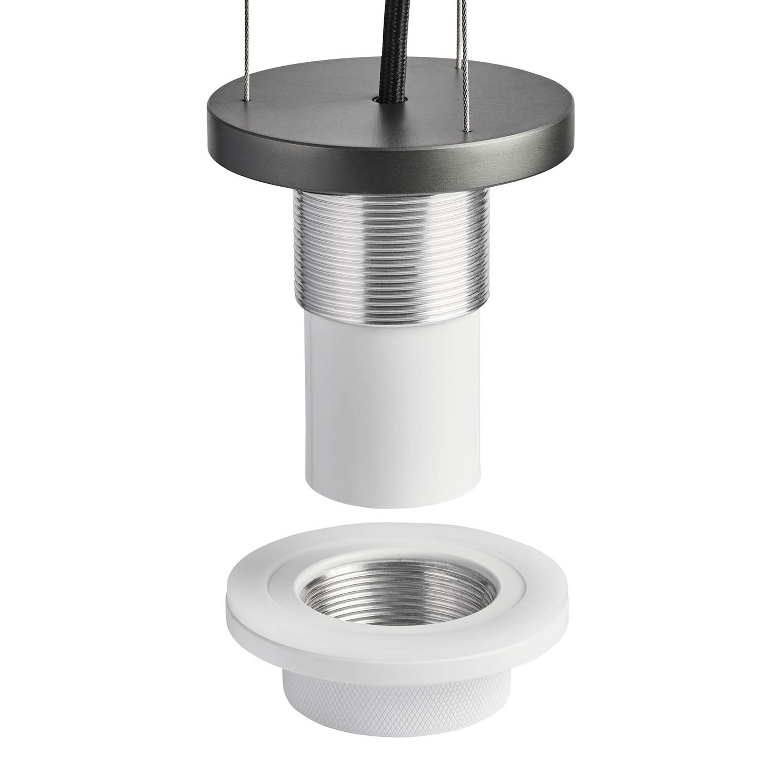 Große Glas-Pendelleuchte GOLYO  mit geripptem Opalglas, Ø 50 cm, Bild 8