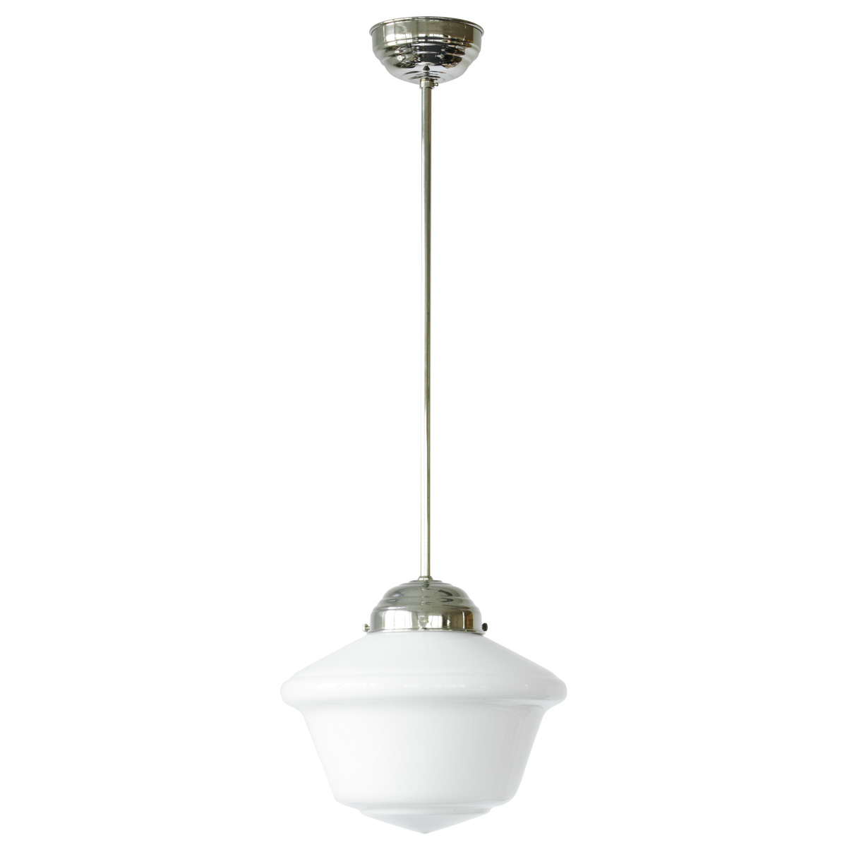 Rohr-Pendelleuchte mit Art déco-Opalglas