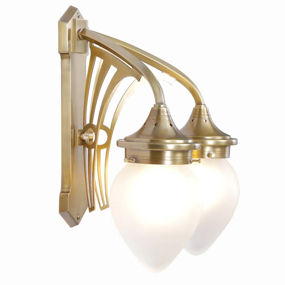 Zweiarmige Jugendstil-Wandleuchte mit Dekor