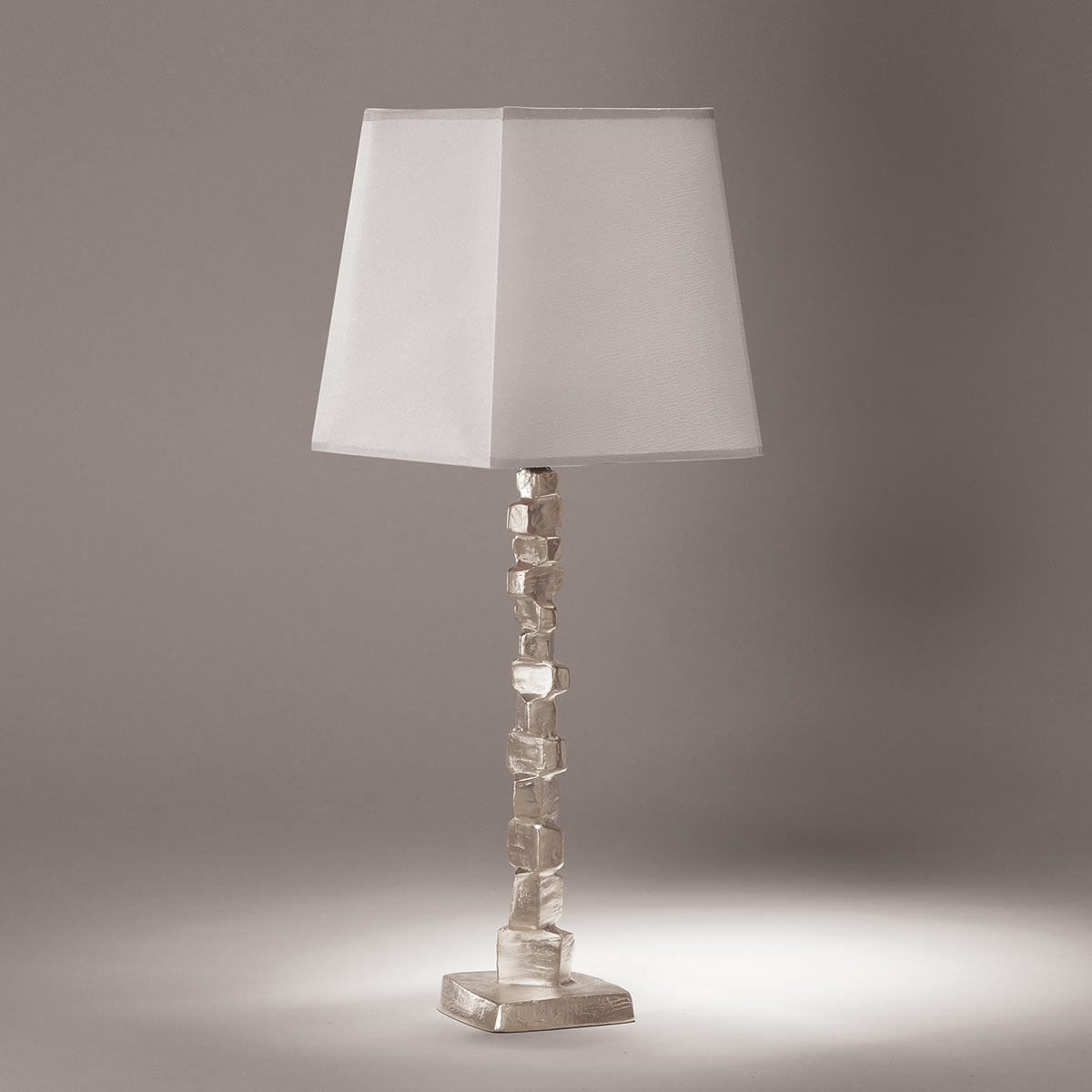Cast bronze art table light PETITE FRAGILE with fabric shade