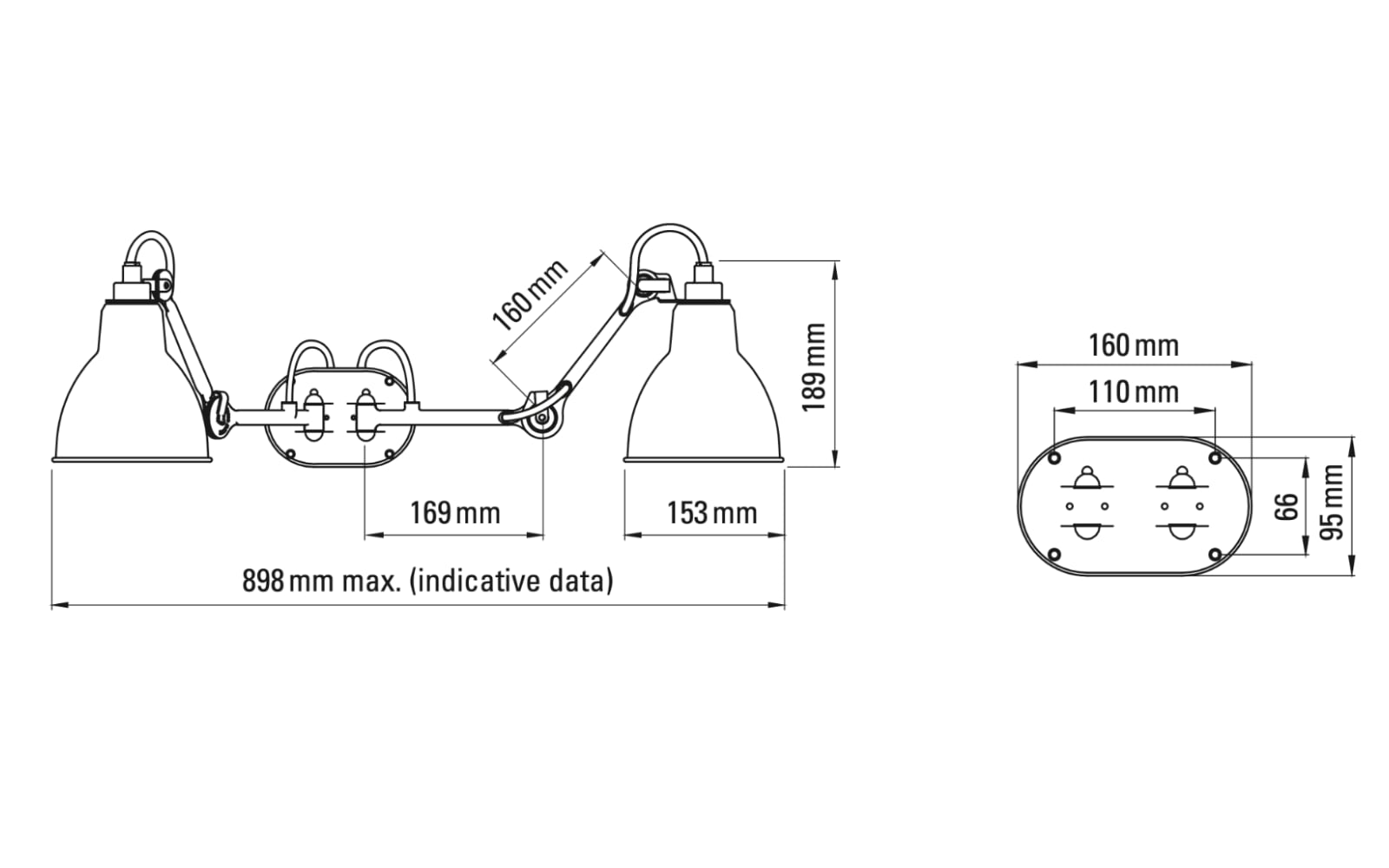 Dual Bathroom Wall Lamp N° 204 DOUBLE BATH, Fig. 5