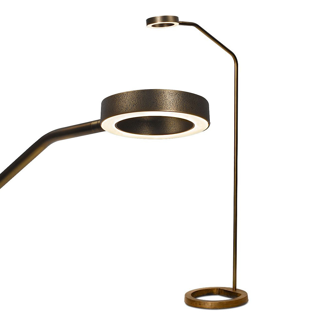 Lese-Stehleuchte ARIO, Messing mit LED-Ring-Strahler