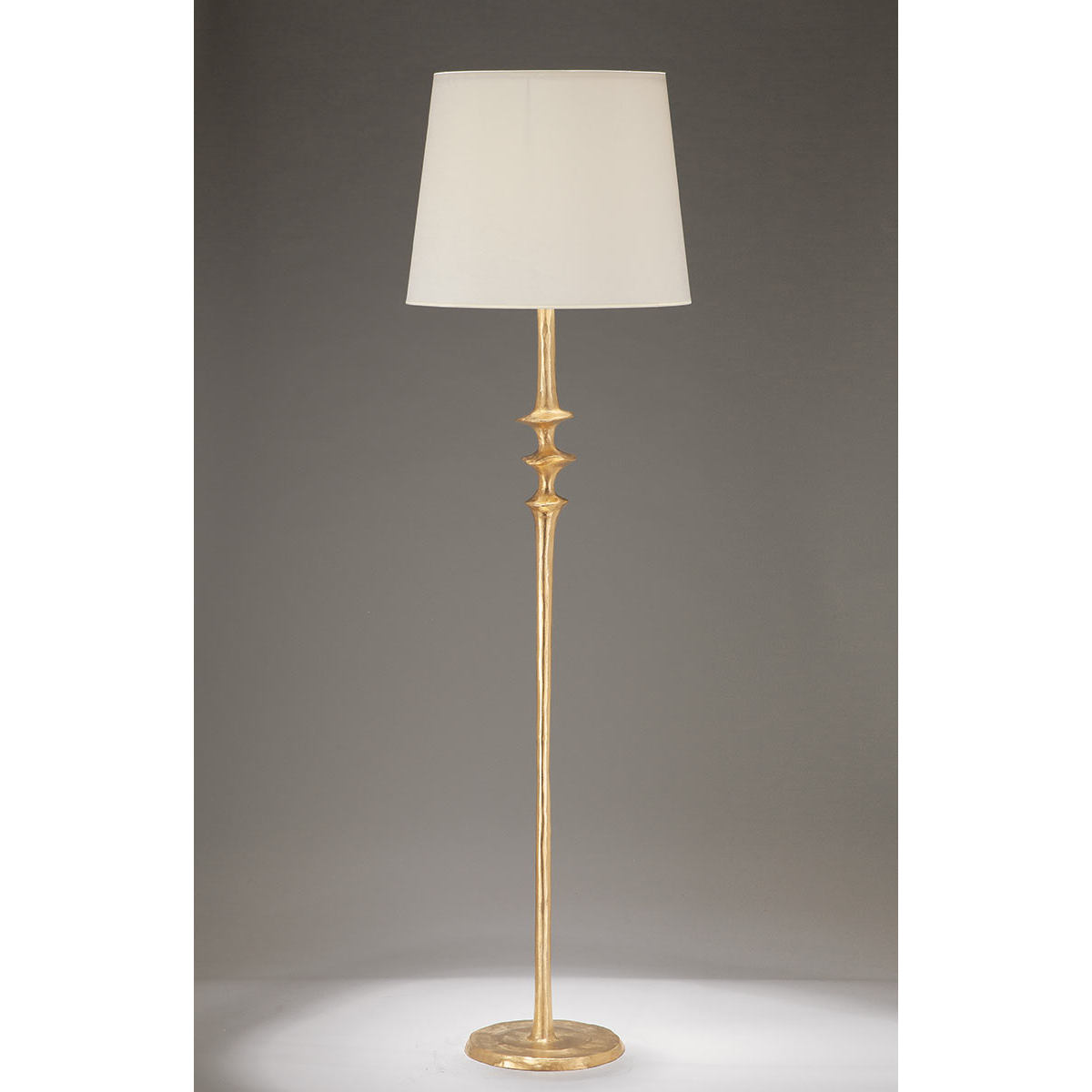 Bronze cast floor light MANCHA with fabric shade