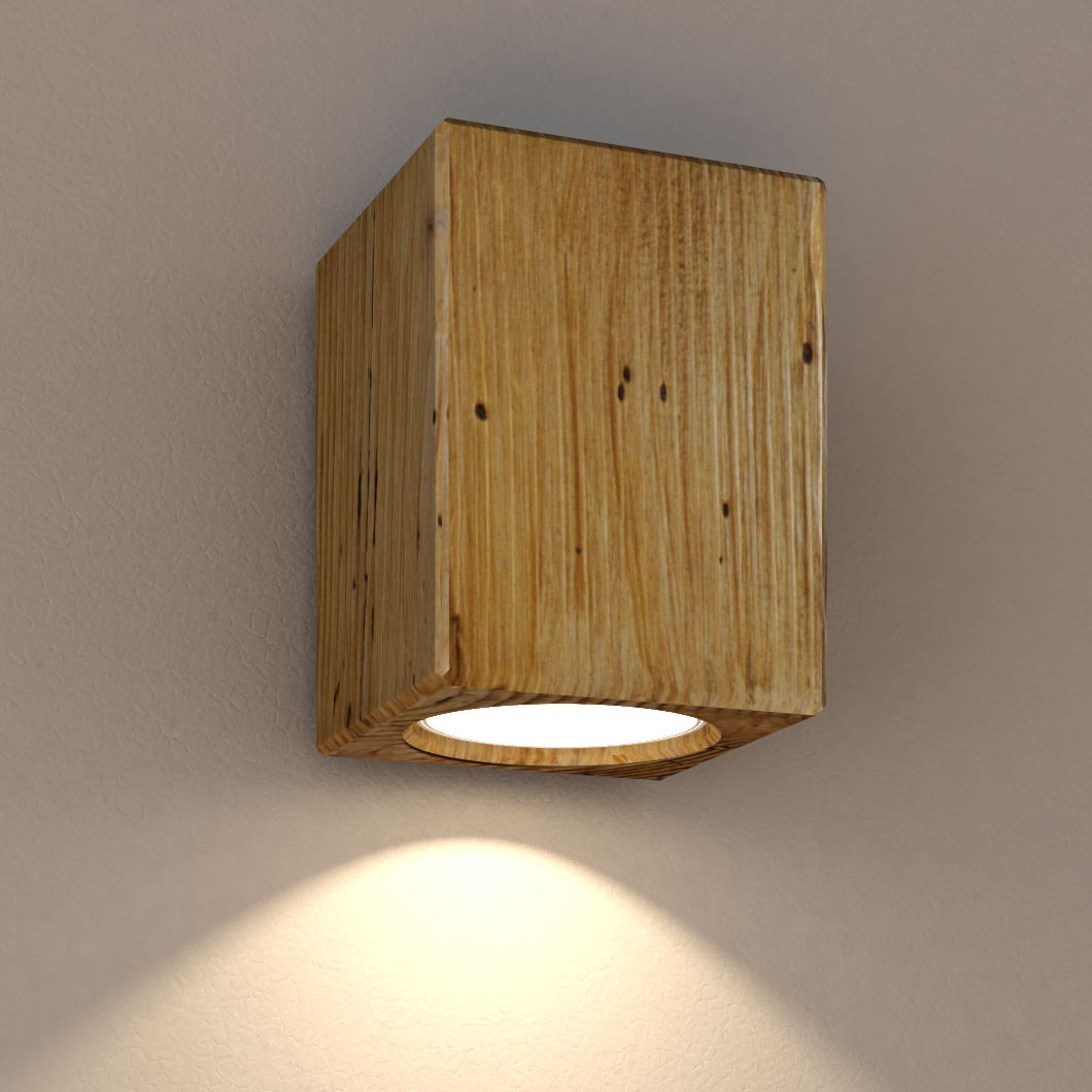 Wand-Spot aus massivem Antikholz-Balken