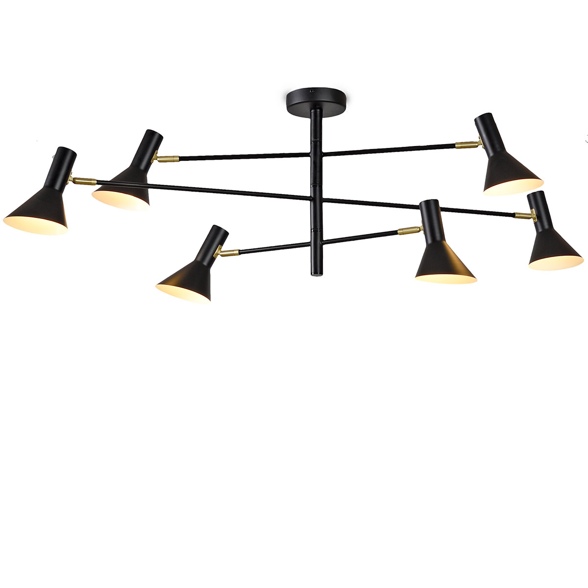 Mid Century-Design Deckenleuchte mit sechs Schirmen, zwei Farben