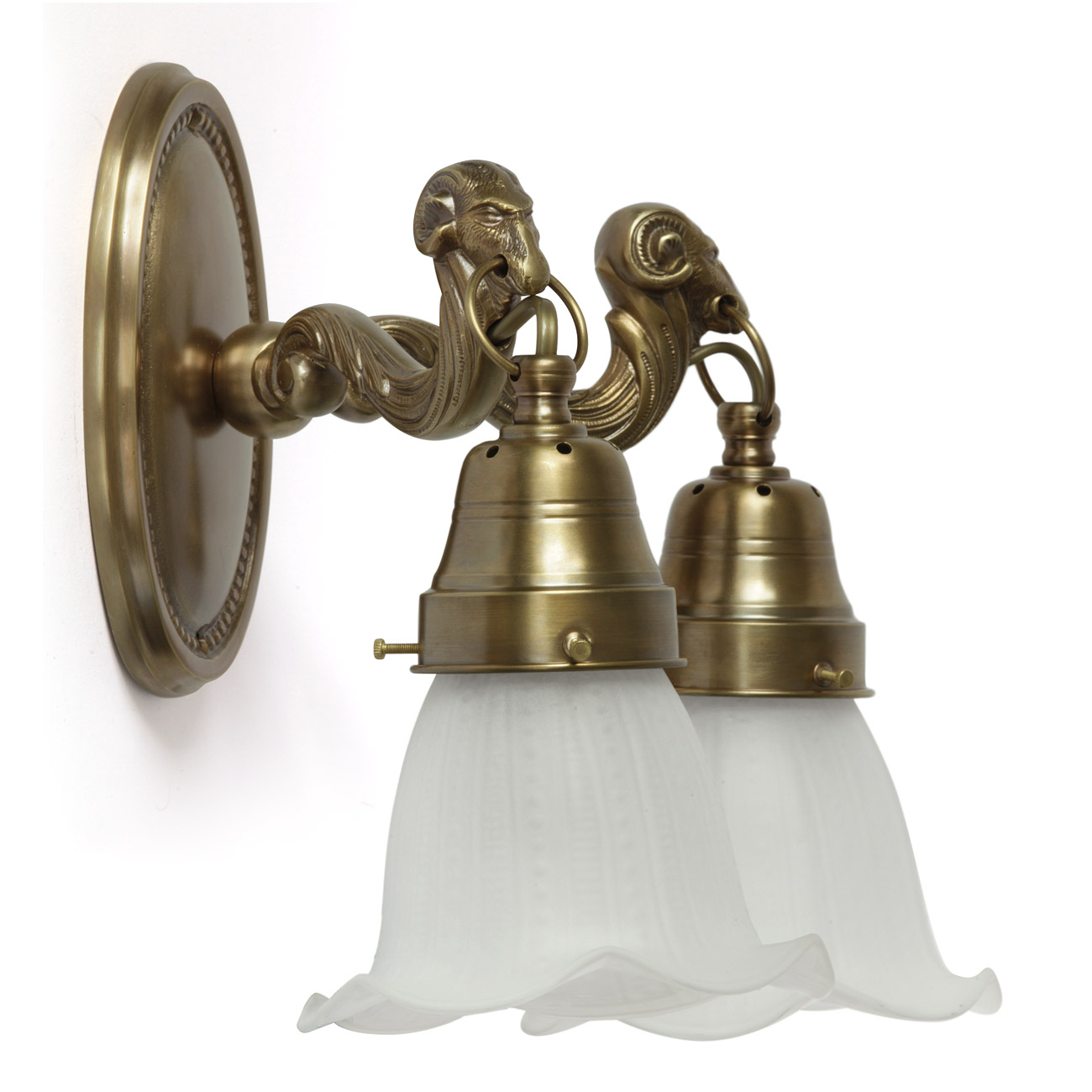 Double-flame wall lamp with tulip glass ERLAU IV