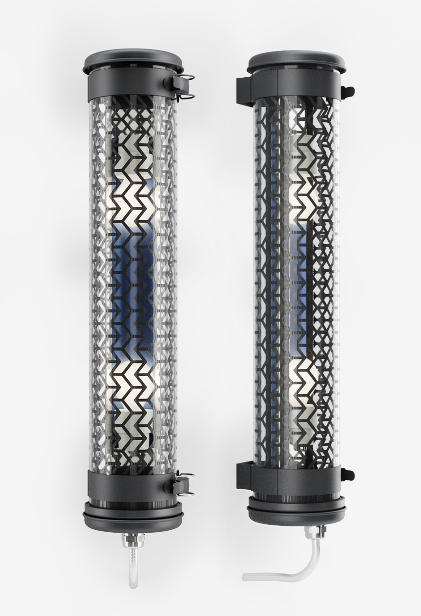 Röhrenleuchte MONCEAU MINI mit geometrischer Lochblende und IP68 (52 cm), Bild 2