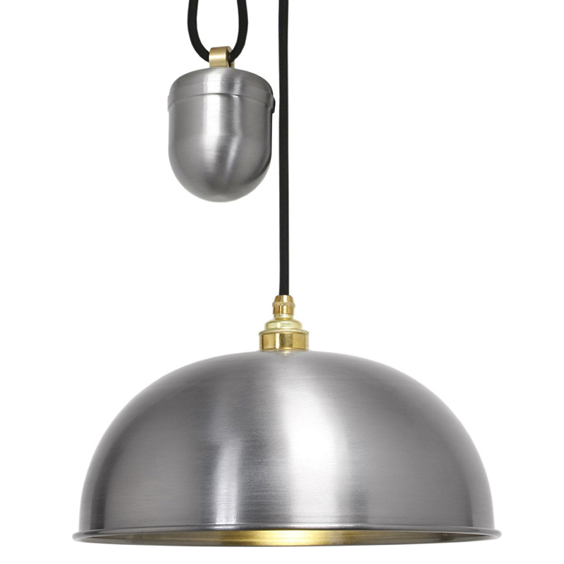 Height-adjustable hemispherical pendant light made of metal 7300