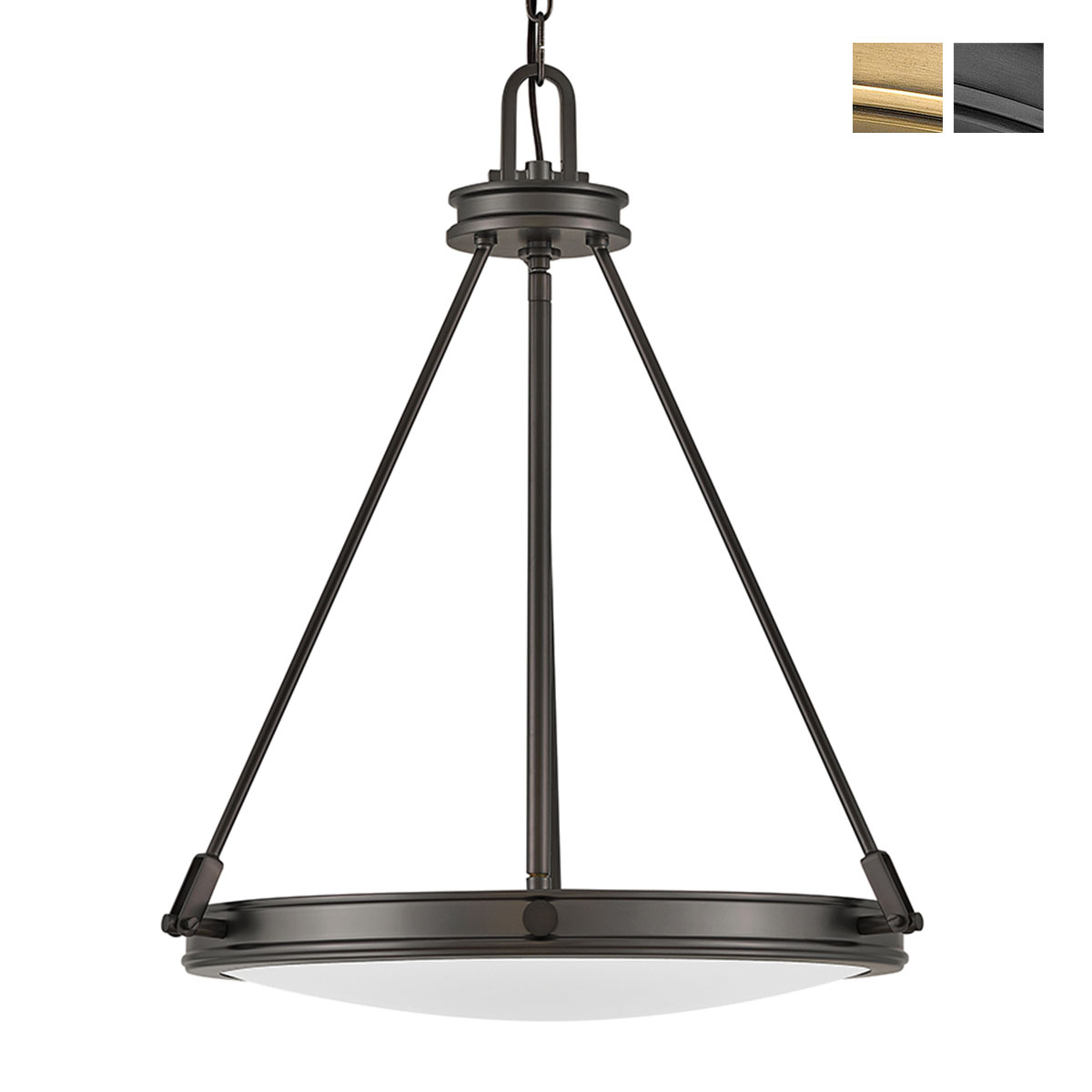 Große Pendelleuchte (54 cm) mit flachem Opalglas an Kettenaufhängung