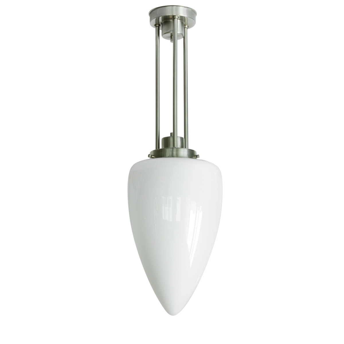 Multi-rod pendant lamp with long white pointed glass